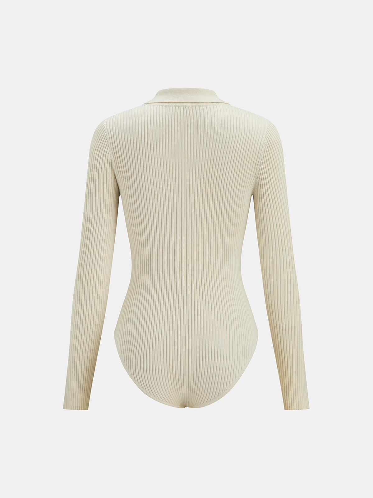 Ribbed Polo Zip Knit Bodysuit-Chicvia