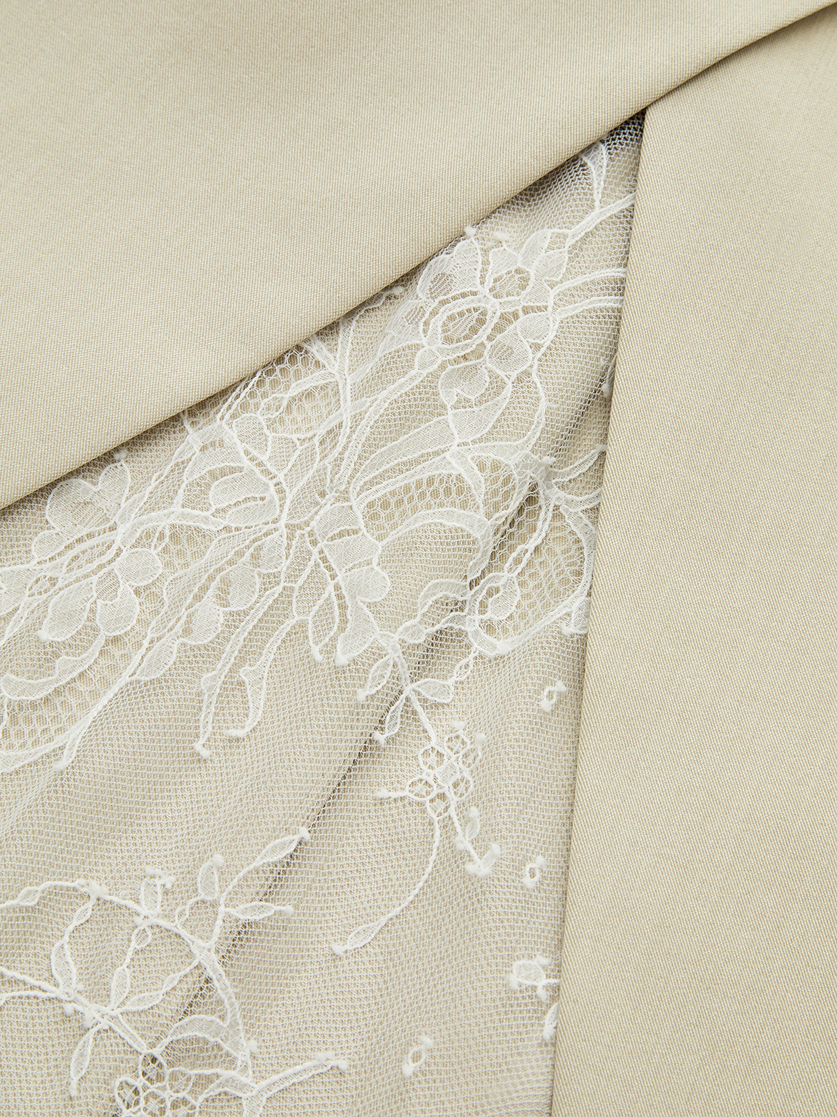 Lace Detail Single Button Blazer-Chicvia