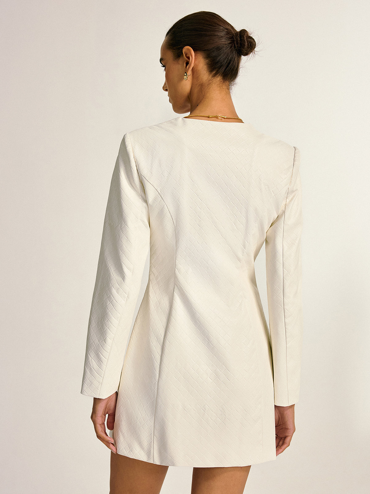 Floral Metal Button Faux Leather Mini Dress-Chicvia