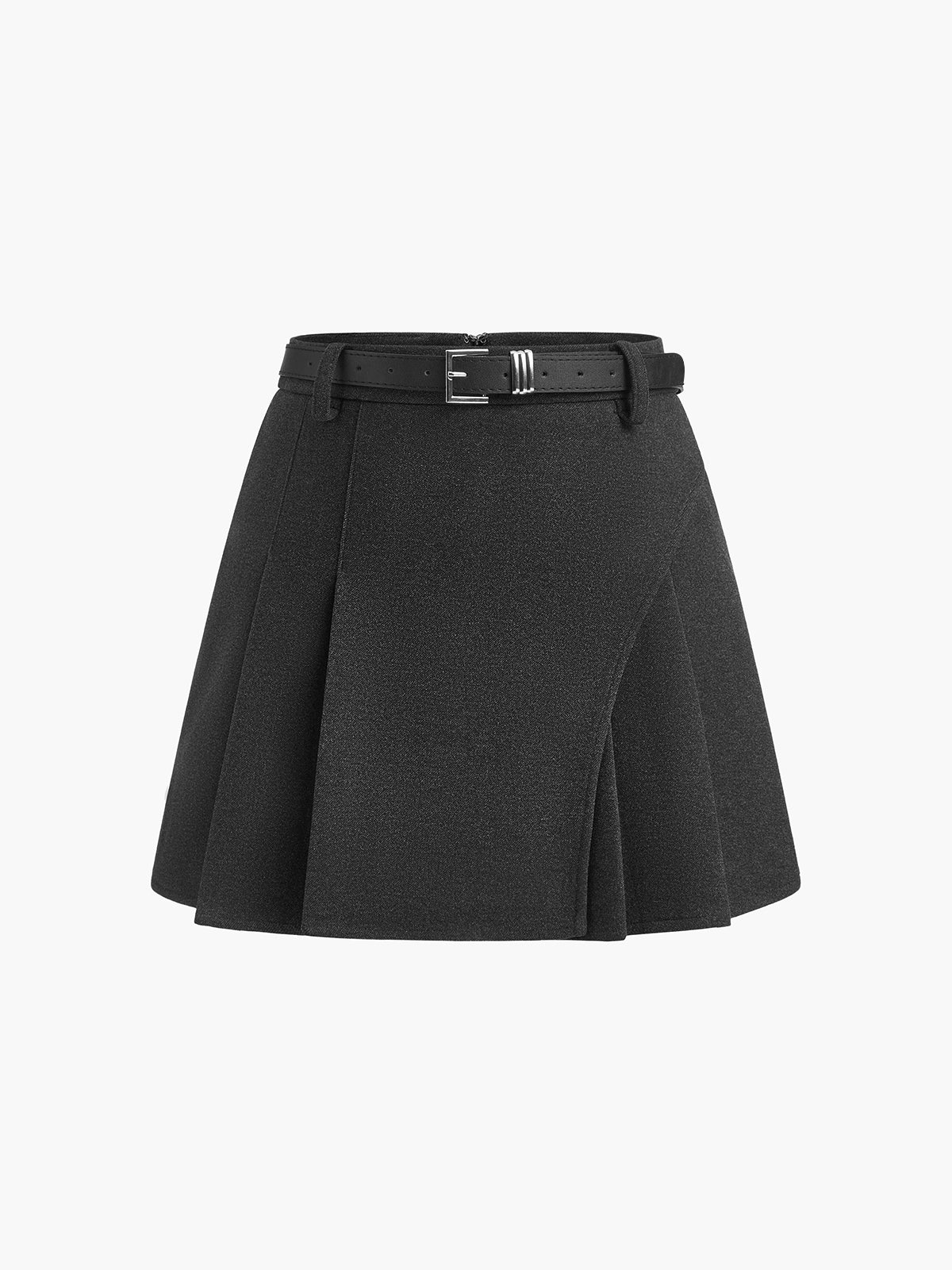 Elegant Pleated Belted Mini Skirt-Chicvia