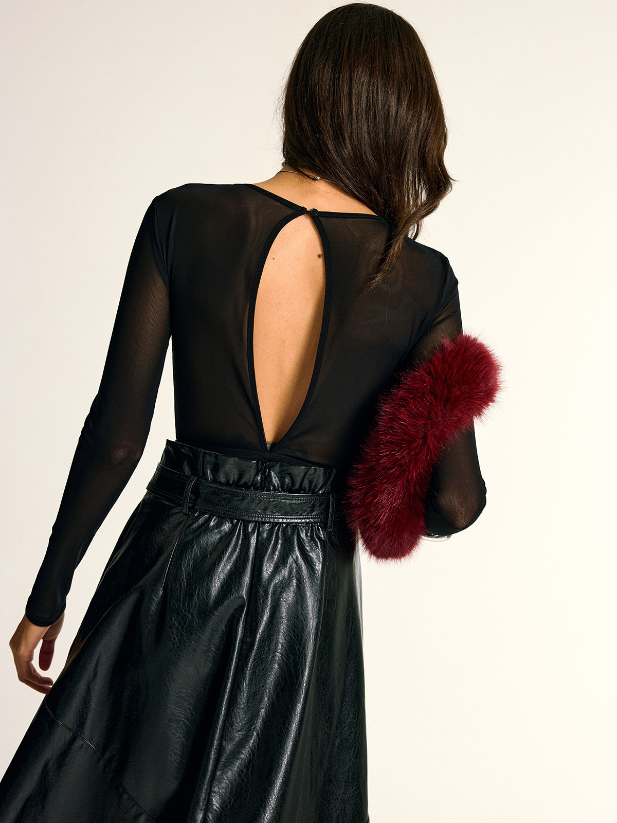 Long Sleeve Sheer Lace Mesh Bodysuit-Chicvia