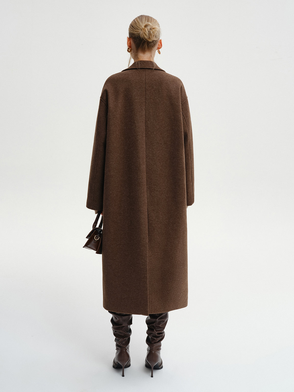 Oversized Tweed Long Coat-Chicvia
