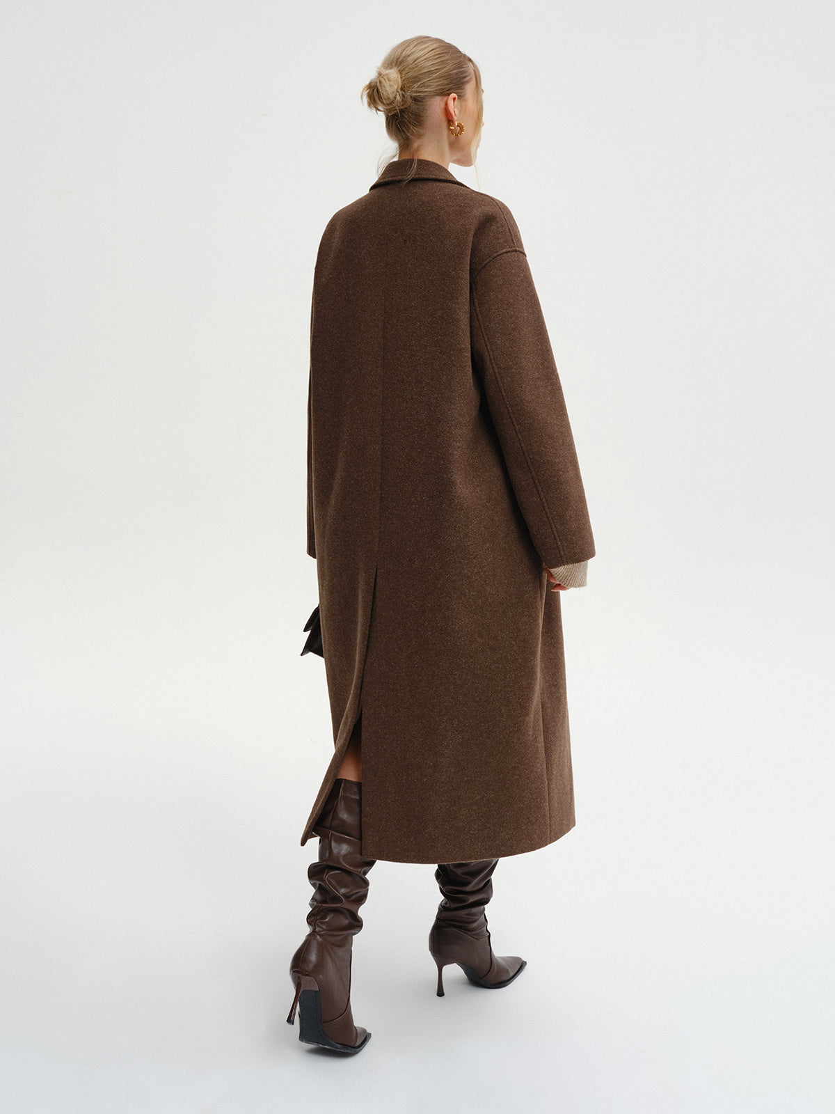Oversized Tweed Long Coat-Chicvia