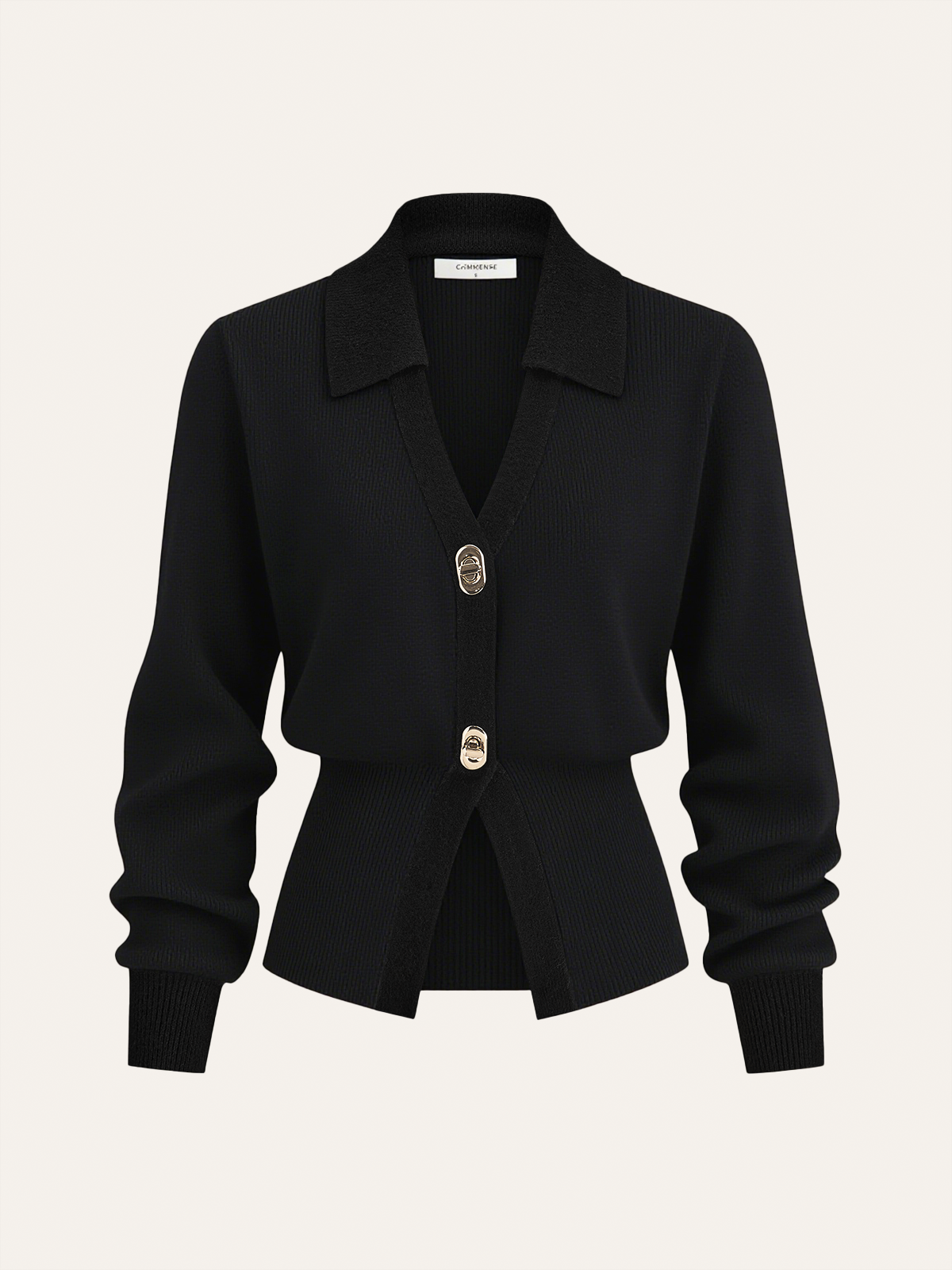 Contrast Trim Button Wool Blend Cardigan-Chicvia