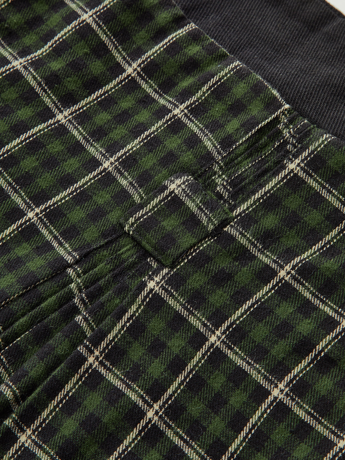 Cotton Pleated Plaid Mini Skirt-Chicvia