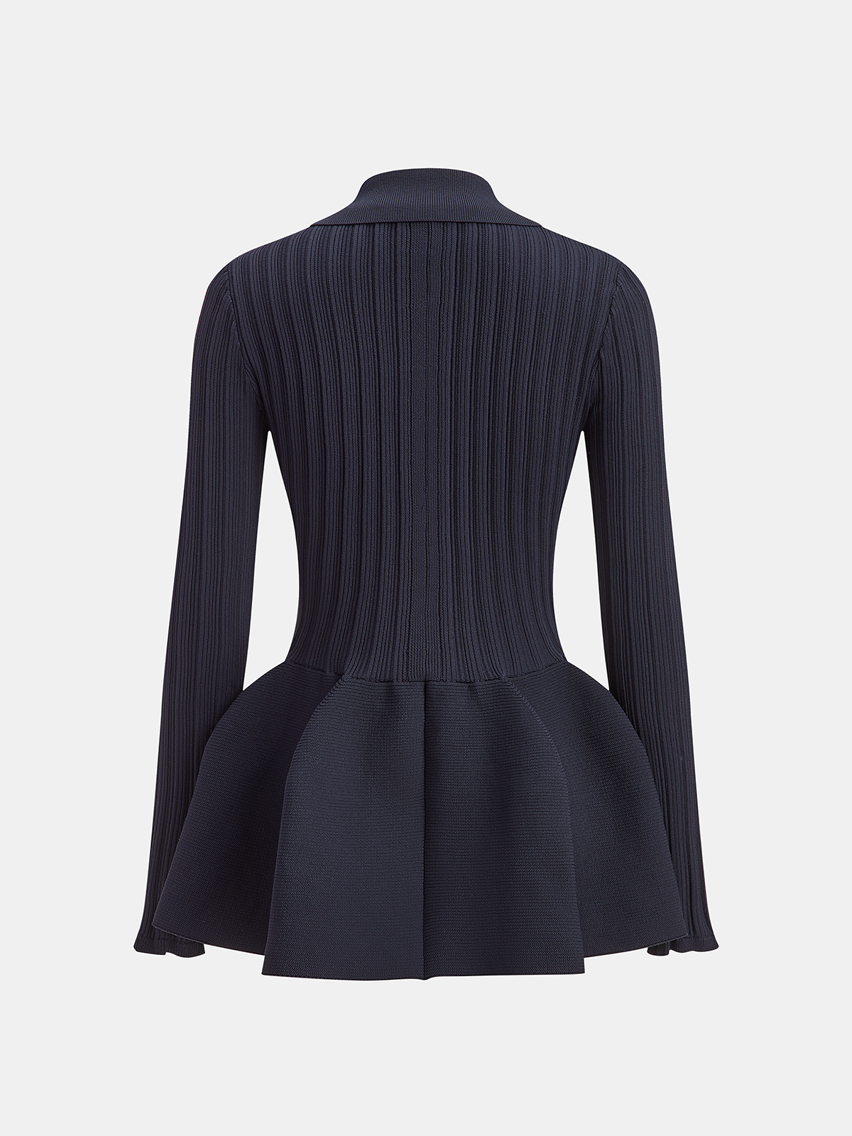 Collared Buttoned Peplum Cardigan-Chicvia