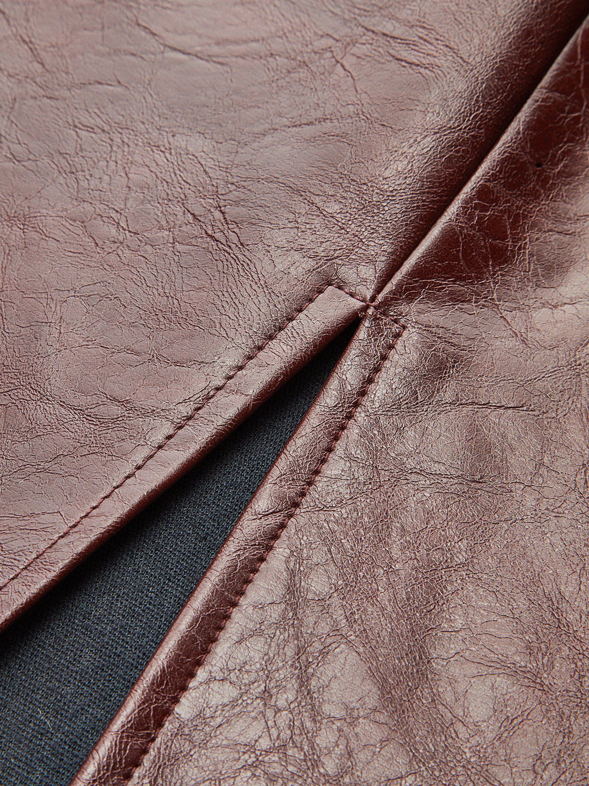 Knot Detail Slit Faux Leather Midi Skirt-Chicvia