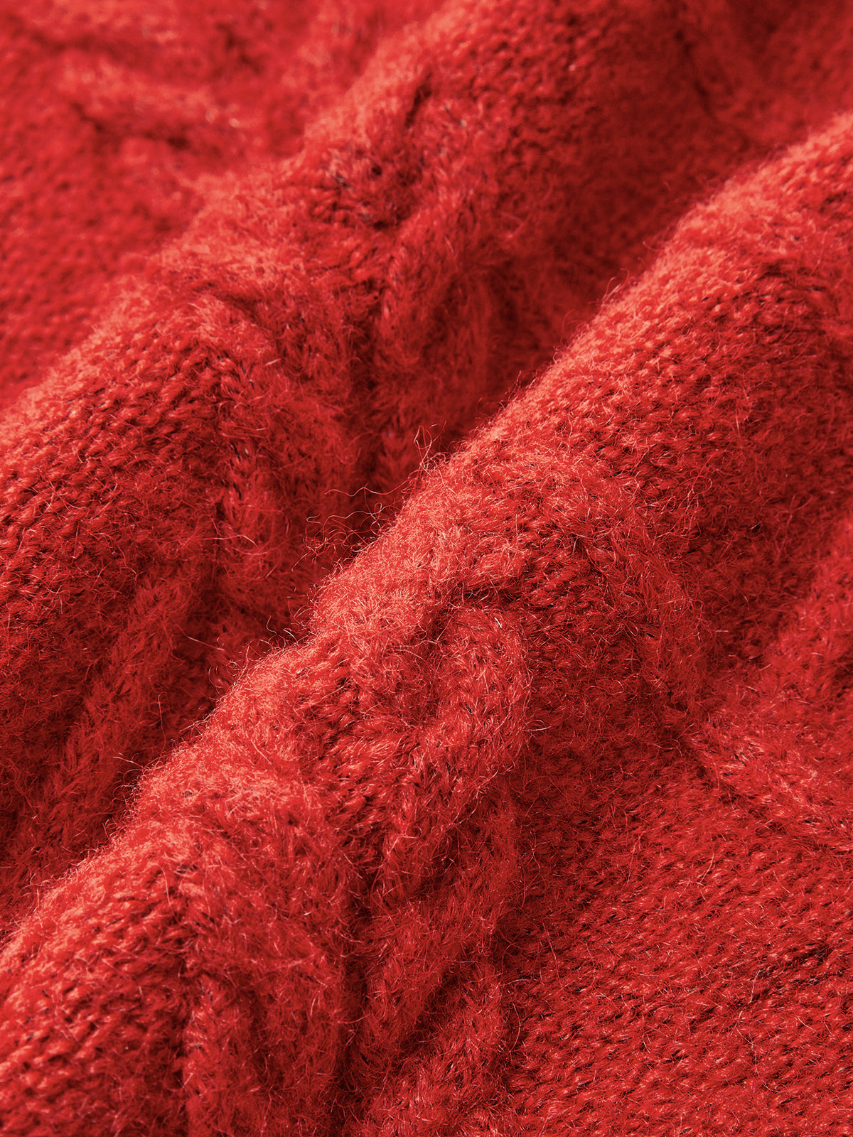 Half-Zip Wool Blend Cable Knit Top-Chicvia