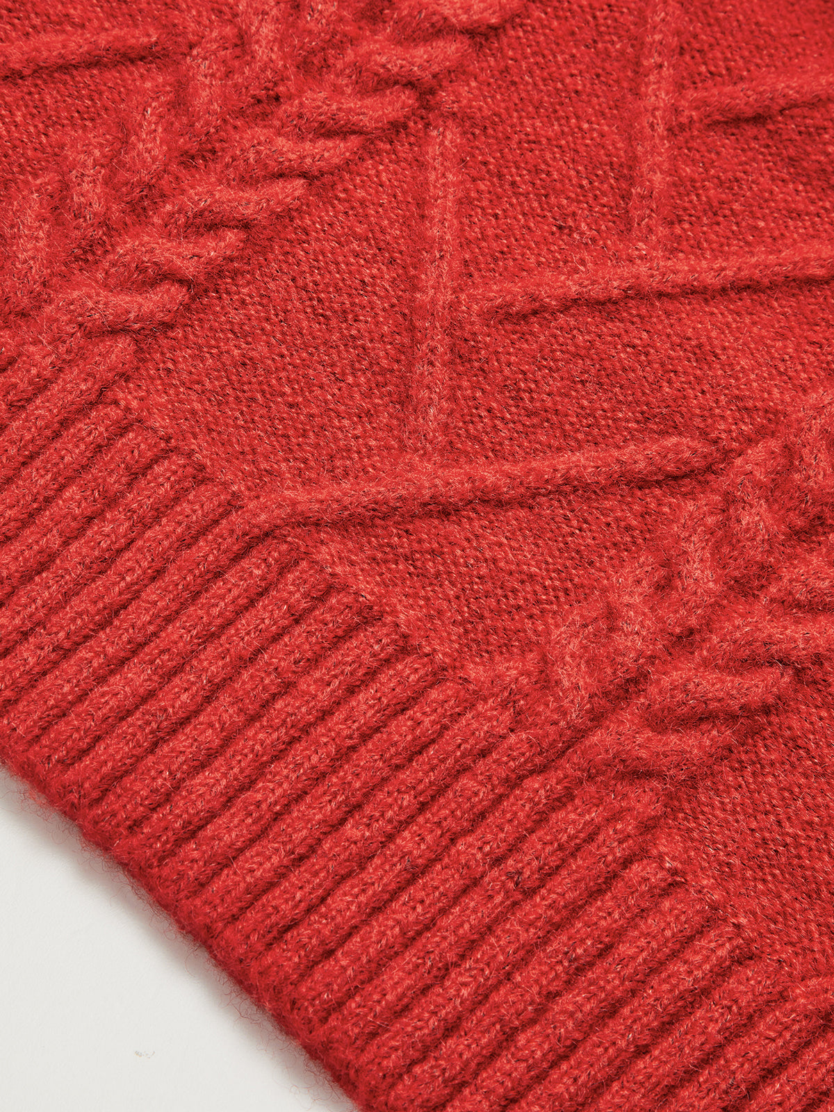 Half-Zip Wool Blend Cable Knit Top-Chicvia