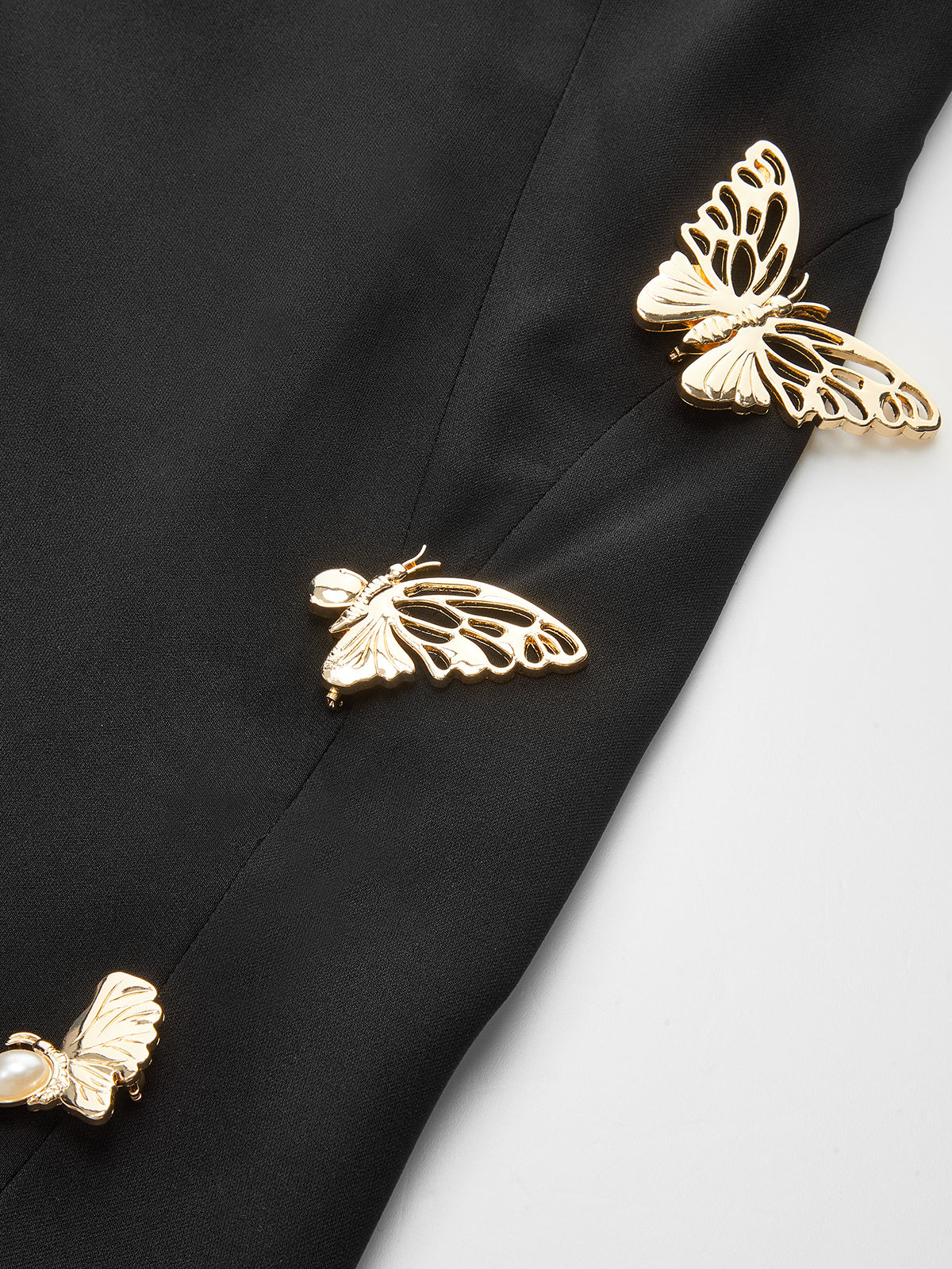 Metal Butterfly Detail Sleeveless Midi Dress-Chicvia