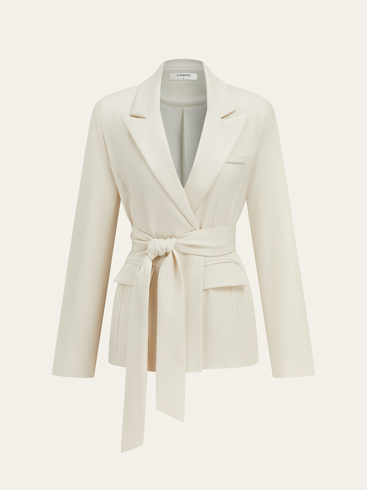 Long Sleeve Belted Blazer-Chicvia