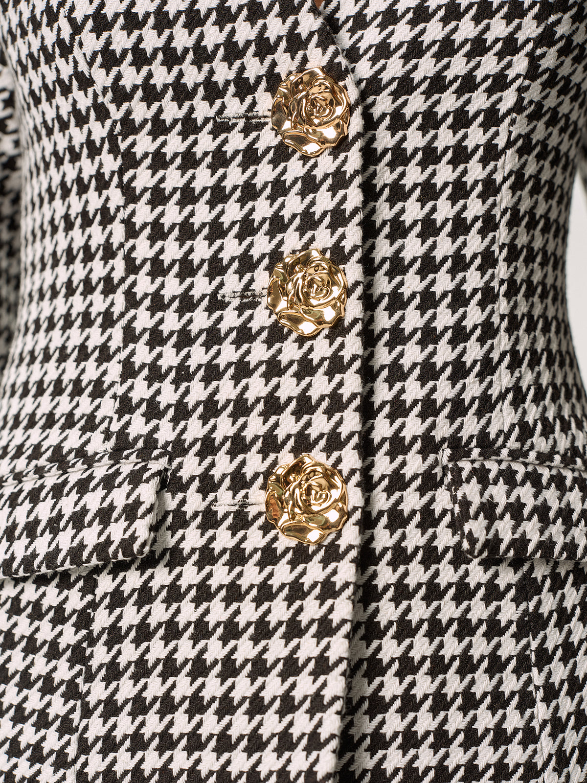 Metal Button Houndstooth Blazer-Chicvia