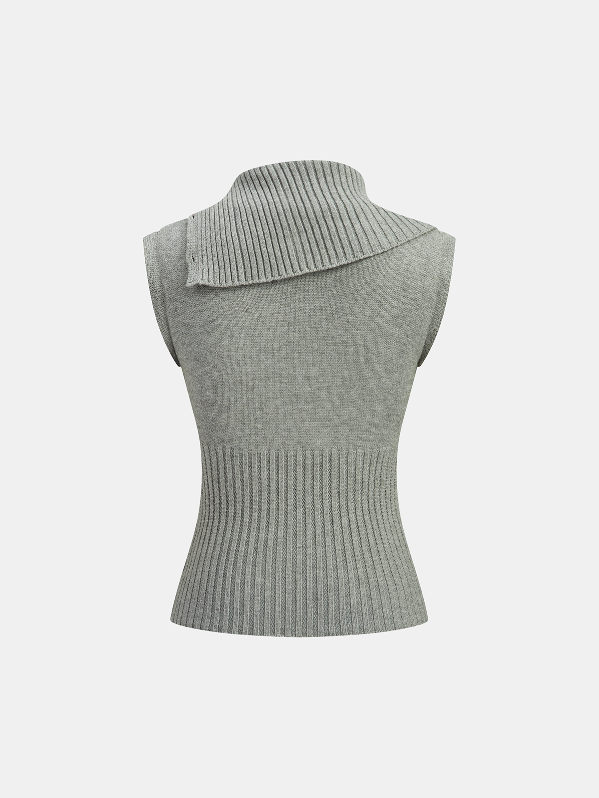 Large Lapel Cable Knit Sleeveless Sweater Vest-Chicvia