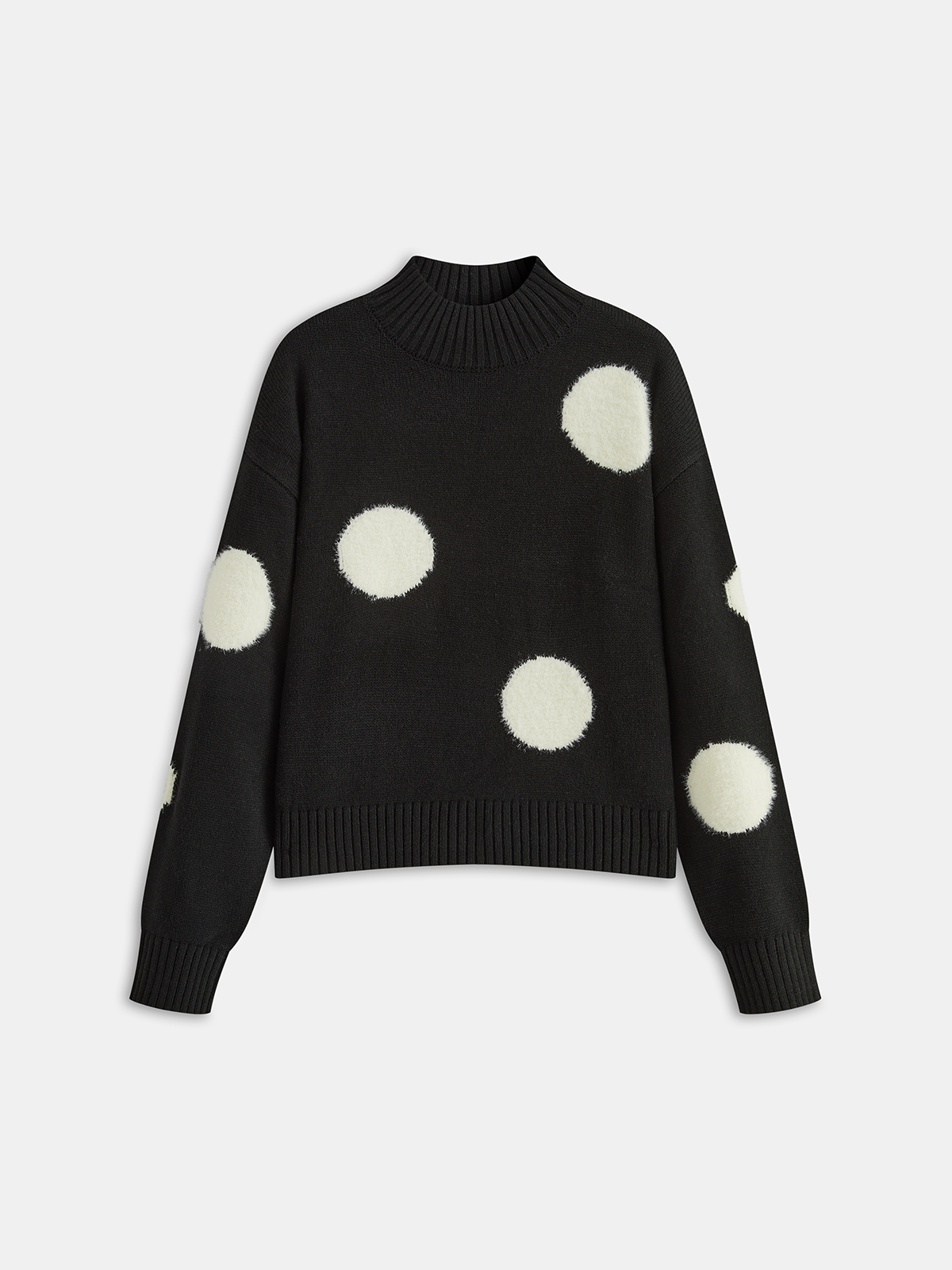 Large Polka Dot Mock Neck Sweater-Chicvia