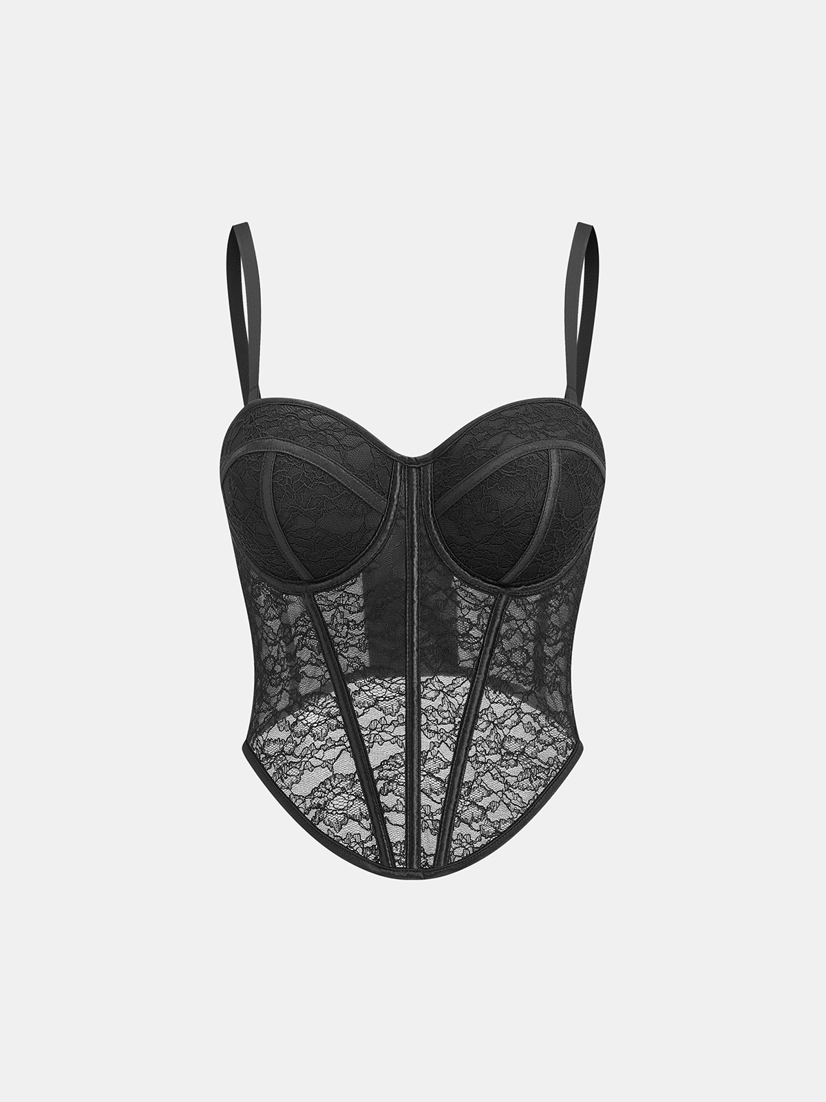 Lace Sheer Corset Top-Chicvia