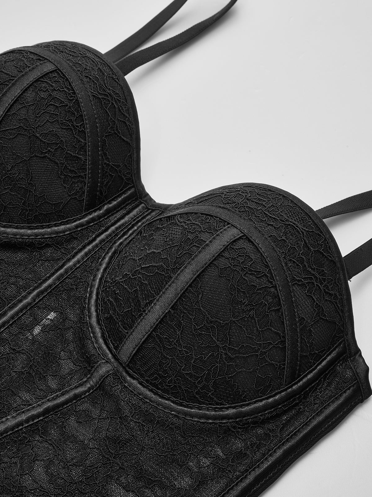 Lace Sheer Corset Top-Chicvia