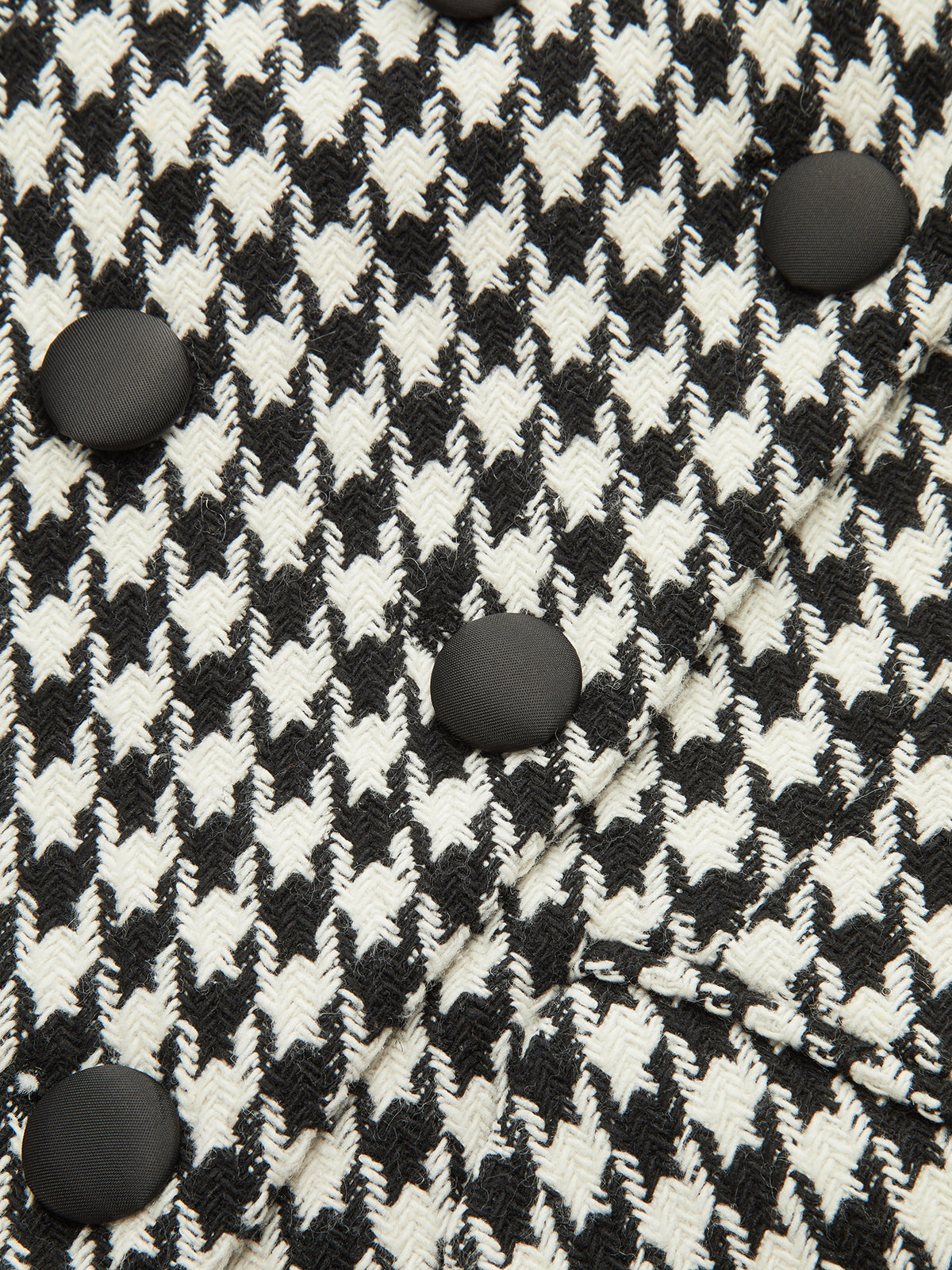 Houndstooth Tweed Double-Breasted Blazer-Chicvia