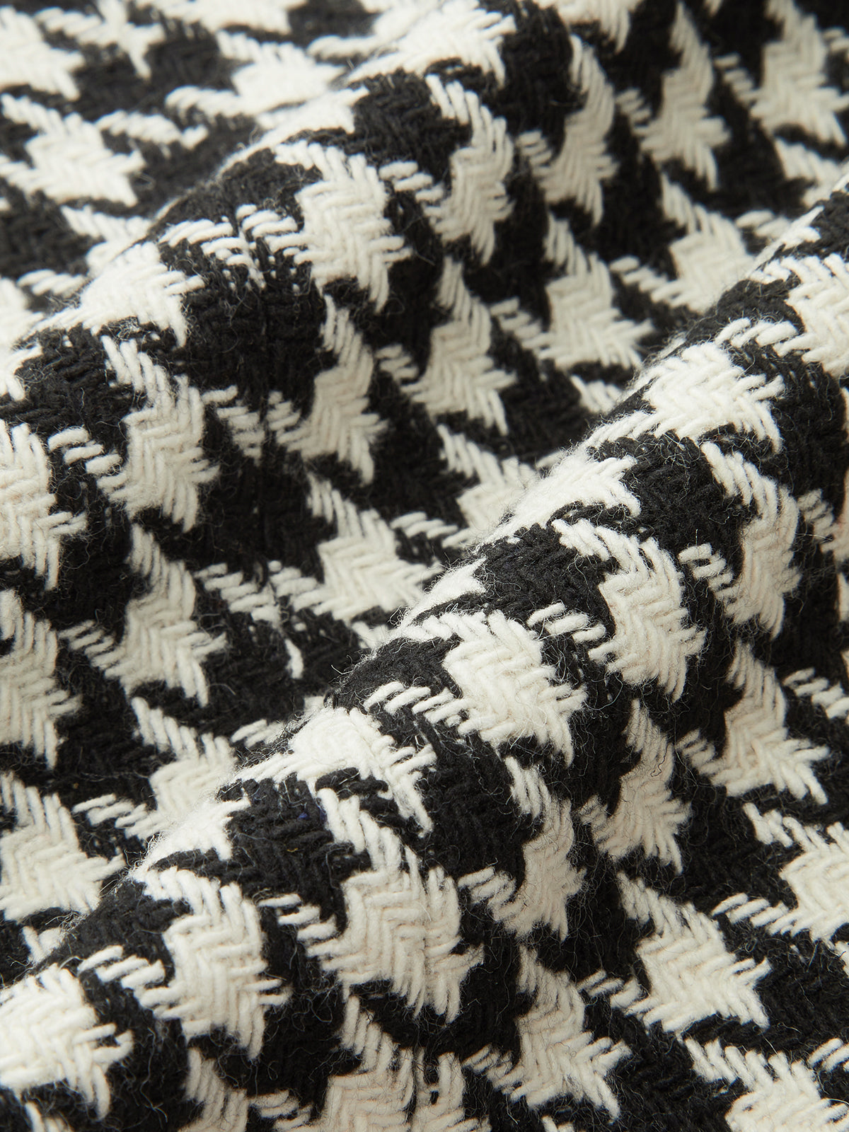 Houndstooth Tweed Double-Breasted Blazer-Chicvia