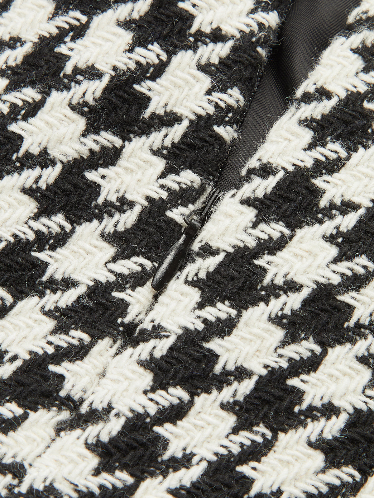 Houndstooth Tweed Slit Front Maxi Skirt-Chicvia