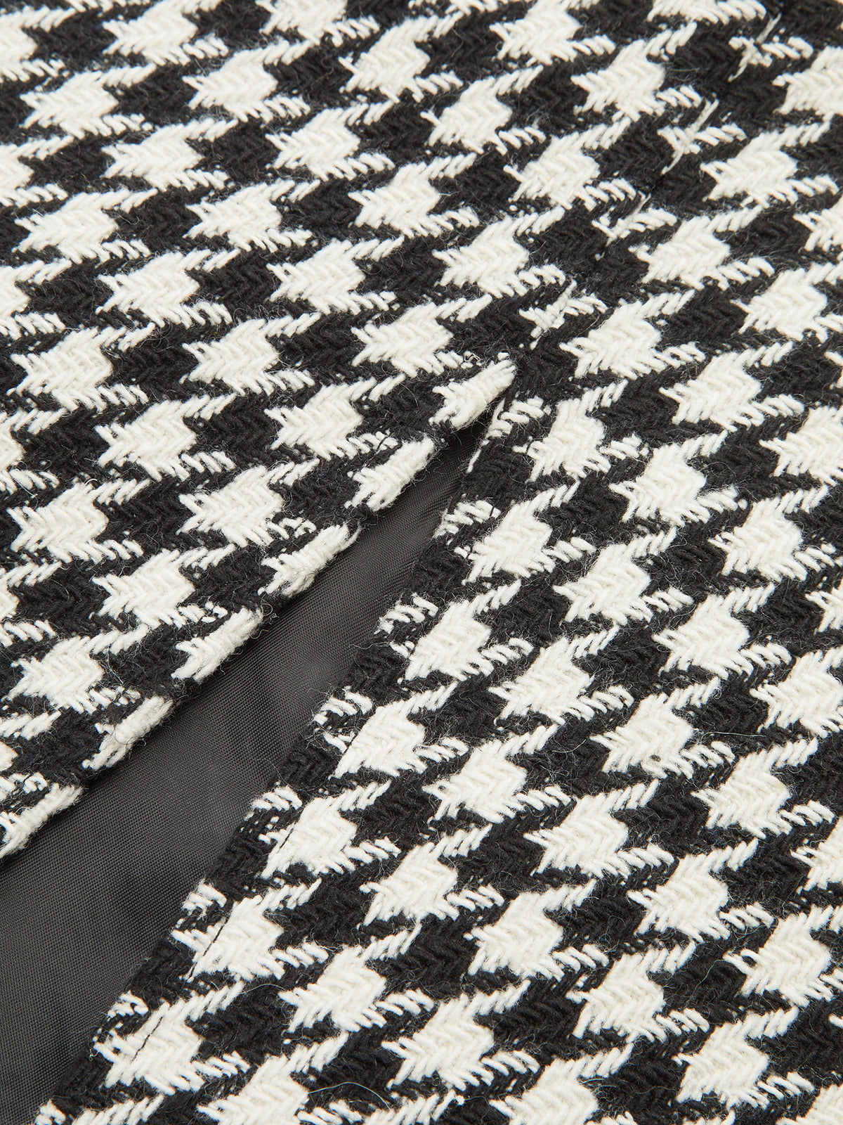 Houndstooth Tweed Slit Front Maxi Skirt-Chicvia