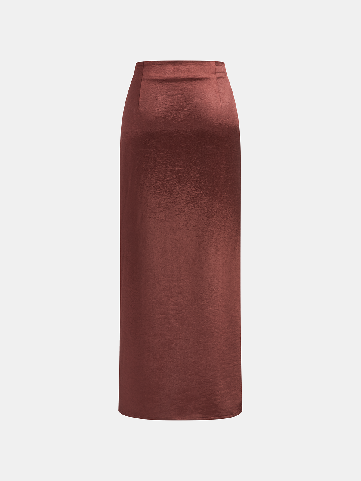 Metal Detail Satin Slit Midi Skirt-Chicvia
