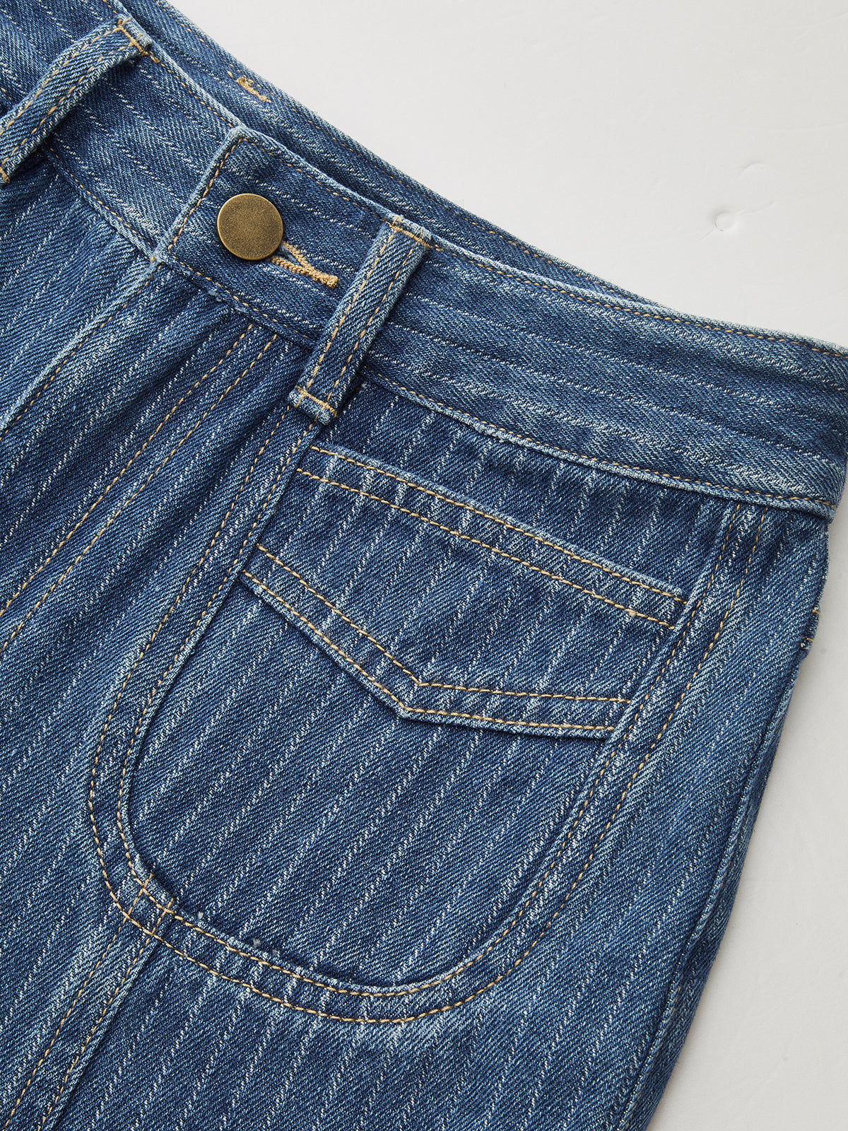 Pinstripe Mid-Waisted Straight-Leg Jeans-Chicvia