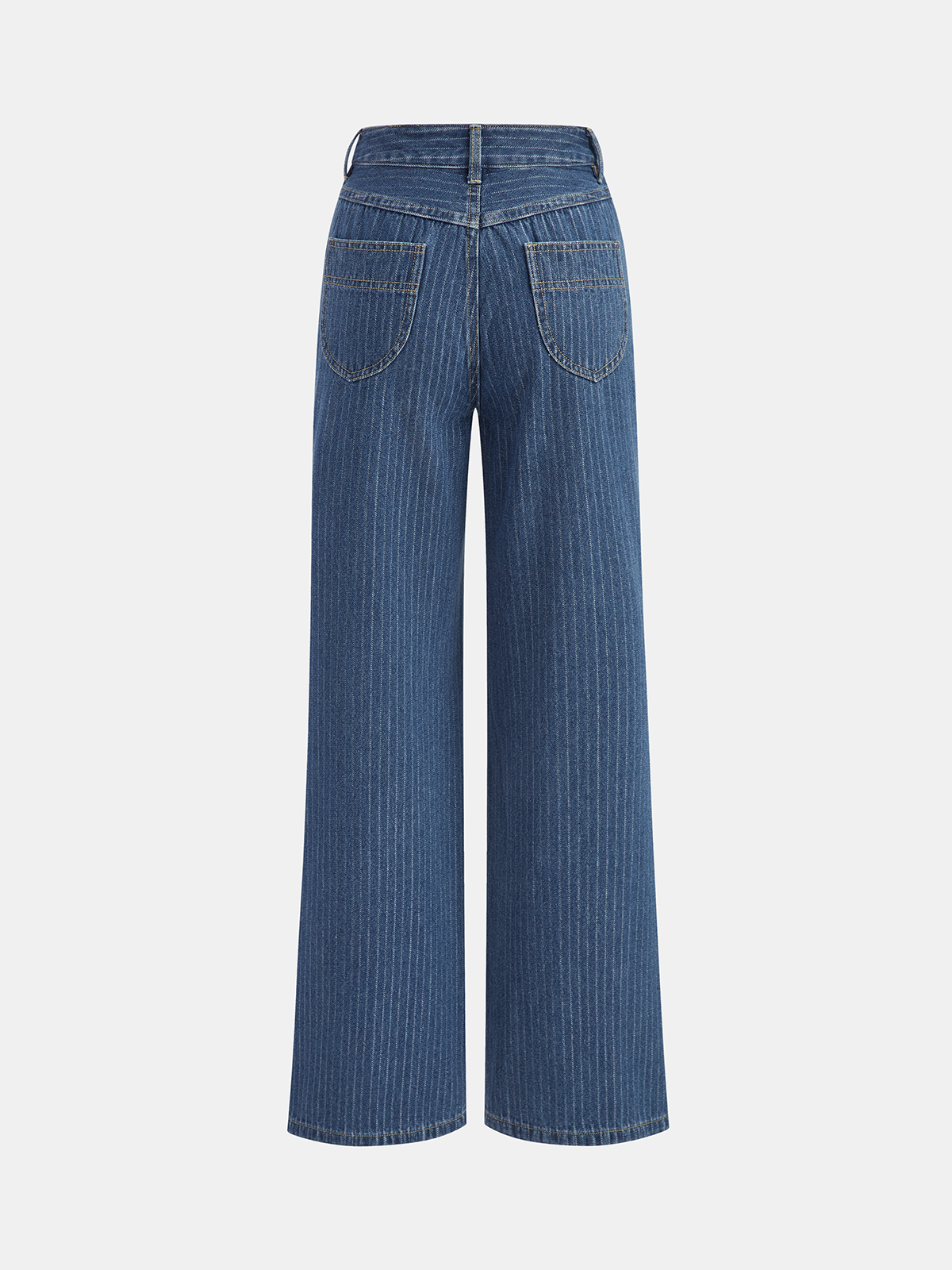 Pinstripe Mid-Waisted Straight-Leg Jeans-Chicvia