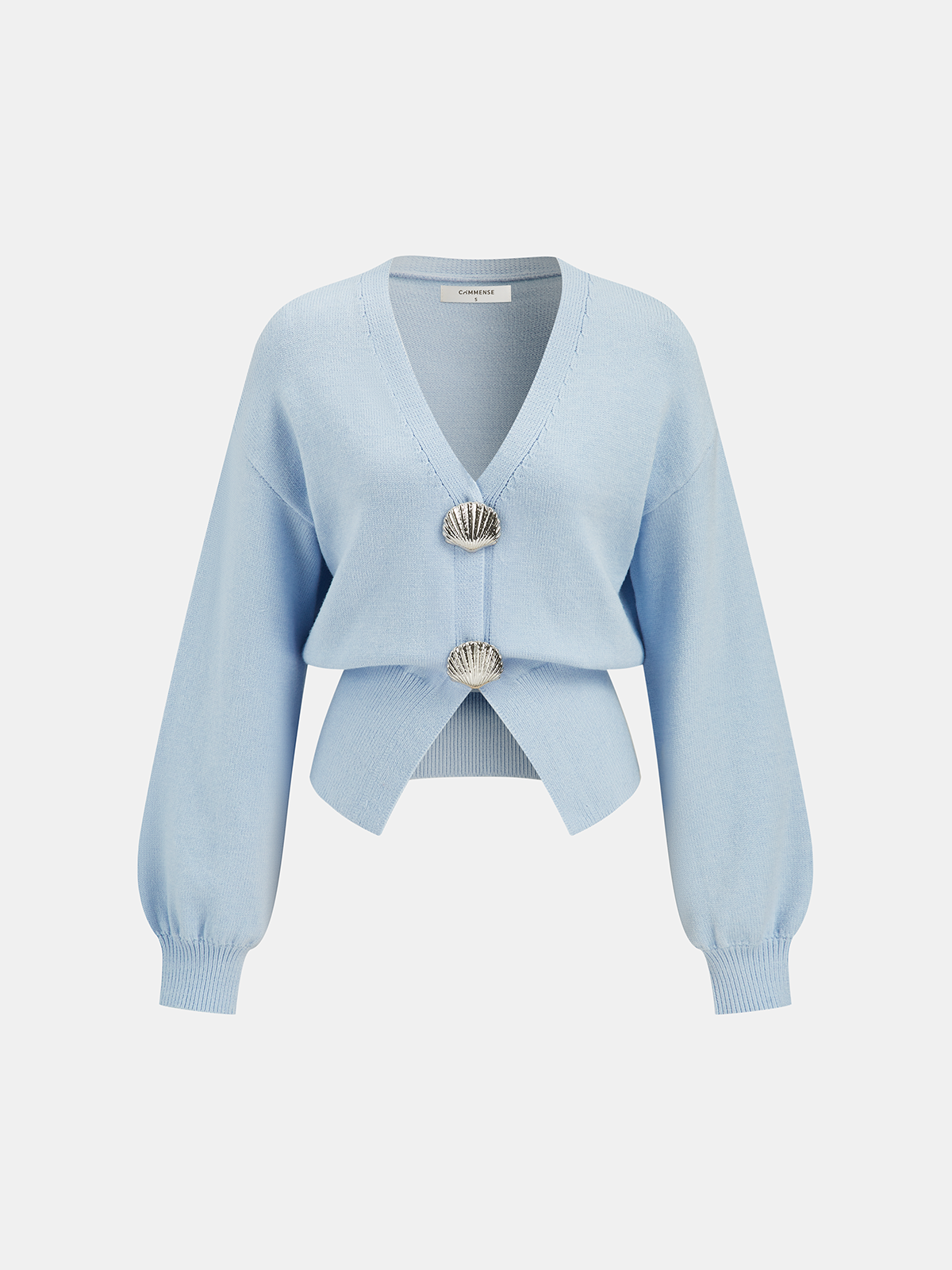 Metal Shell Split Hem Knit Cardigan-Chicvia