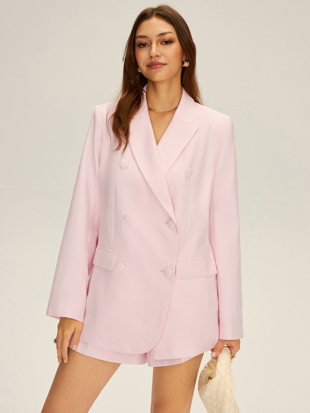Double-Breasted Oversized Blazer-Chicvia