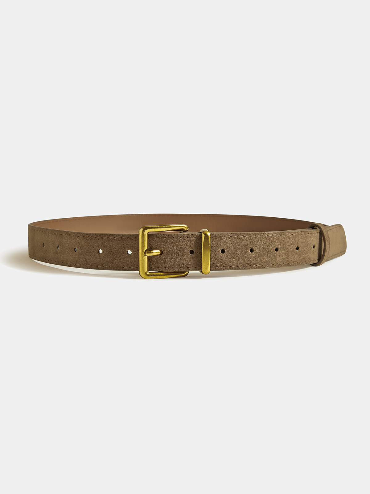 Golden Buckle Suede Belt-Chicvia