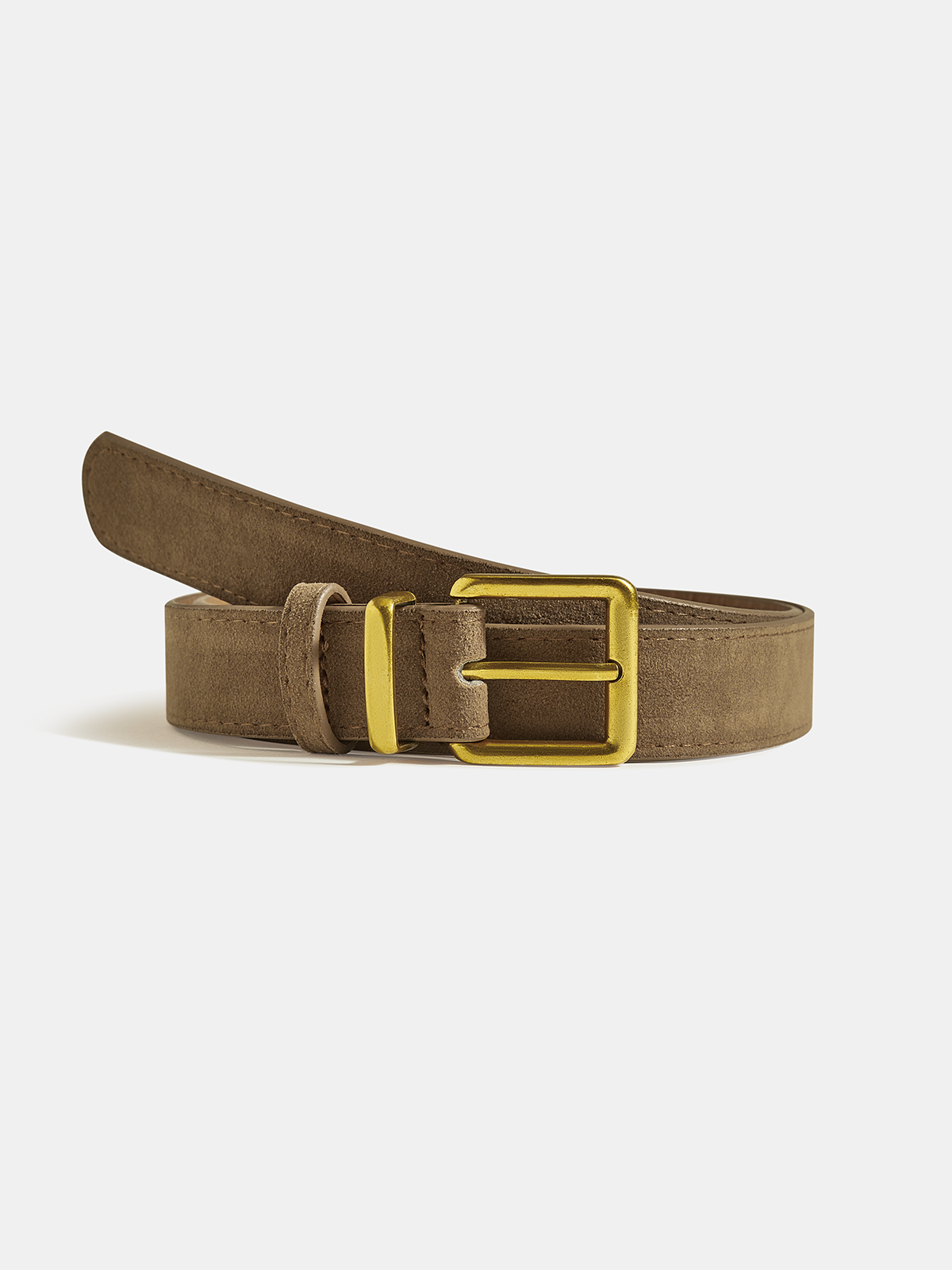 Golden Buckle Suede Belt-Chicvia