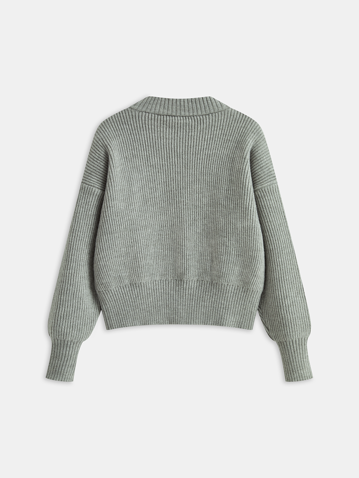 Crew Neck Zip-Up Knit Outerwear-Chicvia