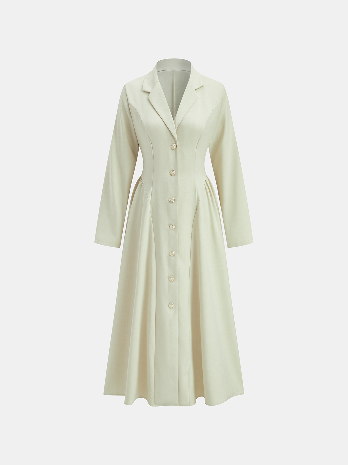 Lapel Collar Button Front Maxi Dress-Chicvia