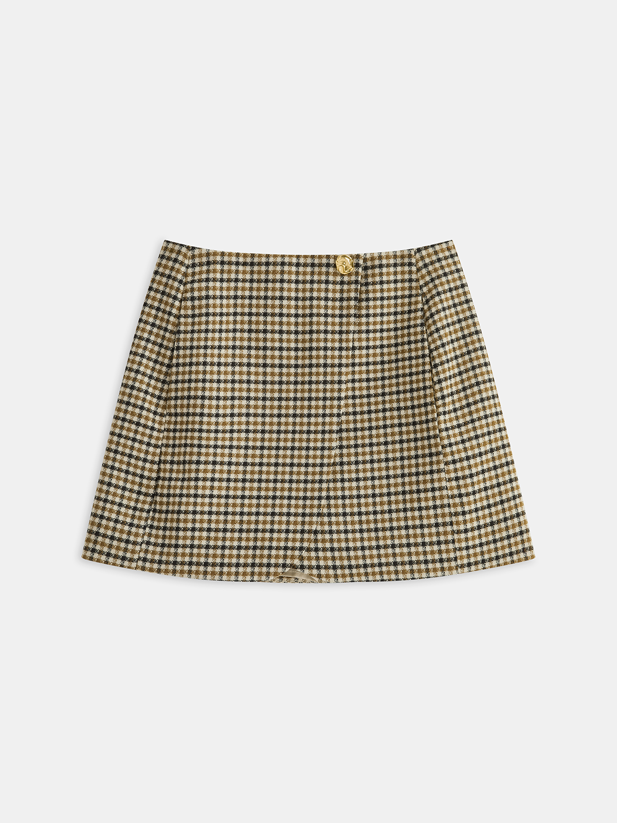 Metal Detail Checkered Mini Skirt-Chicvia