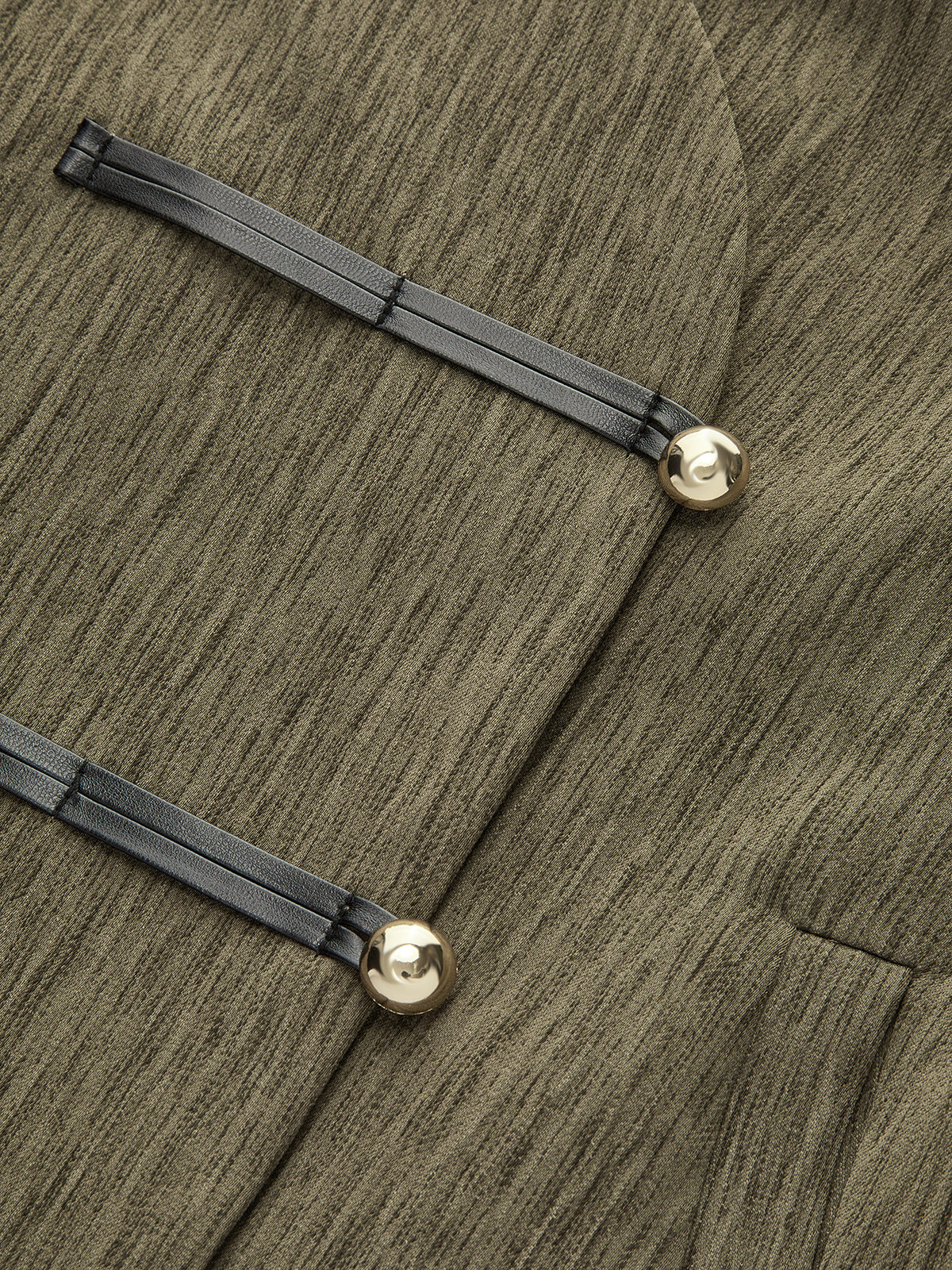 Cropped Jacket with Faux Leather Fasteners-Chicvia