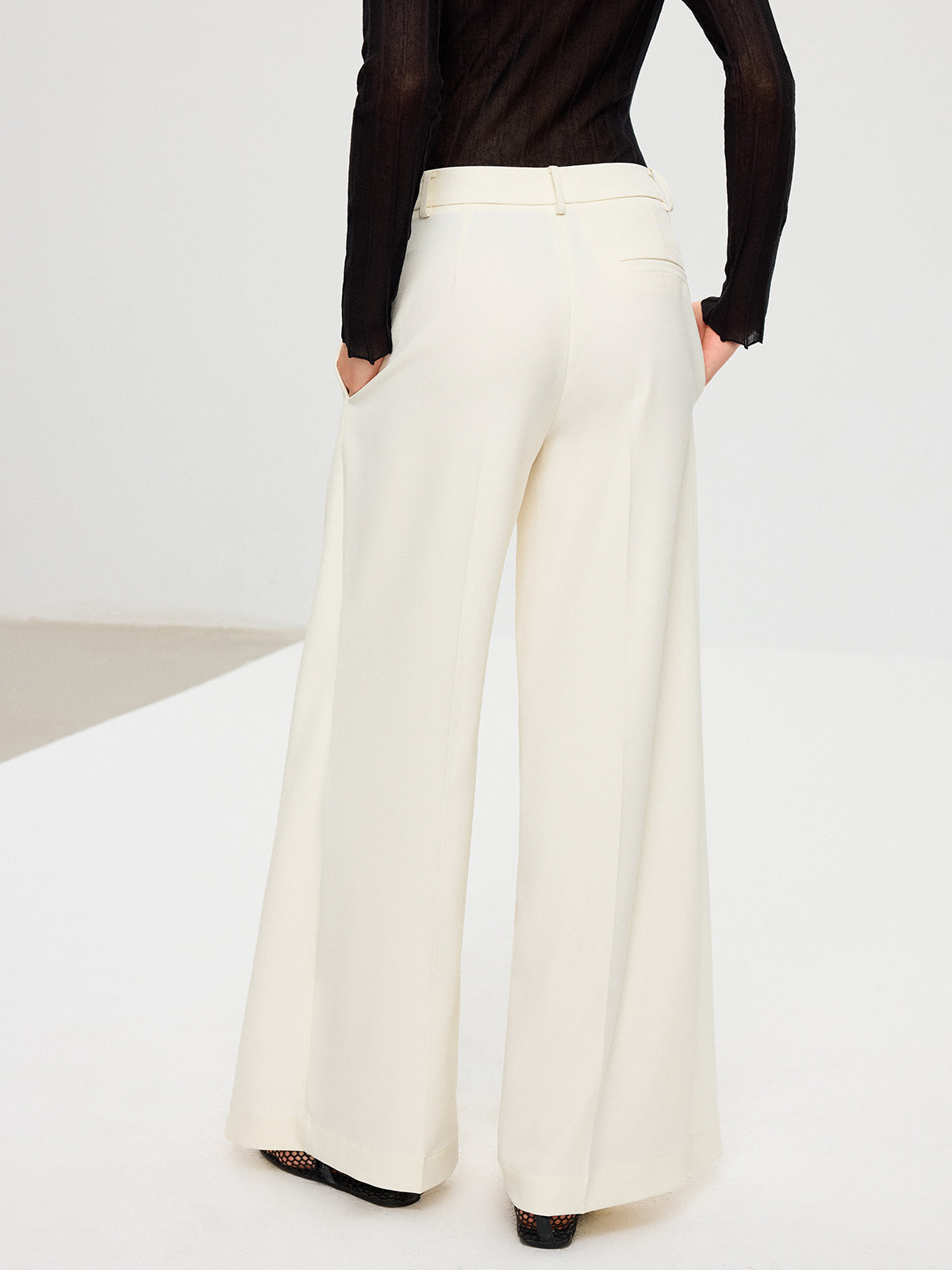 Double Waistband Layered Wide-Leg Pants-Chicvia
