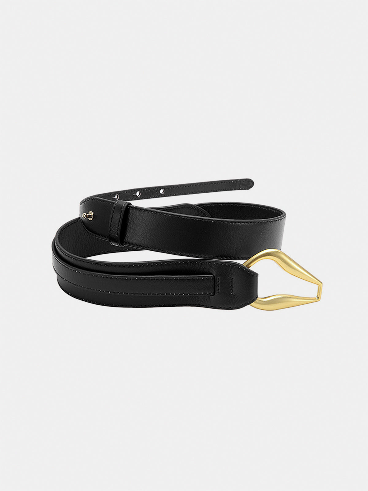 Golden Irregular Buckle Wide Leather Belt-Chicvia