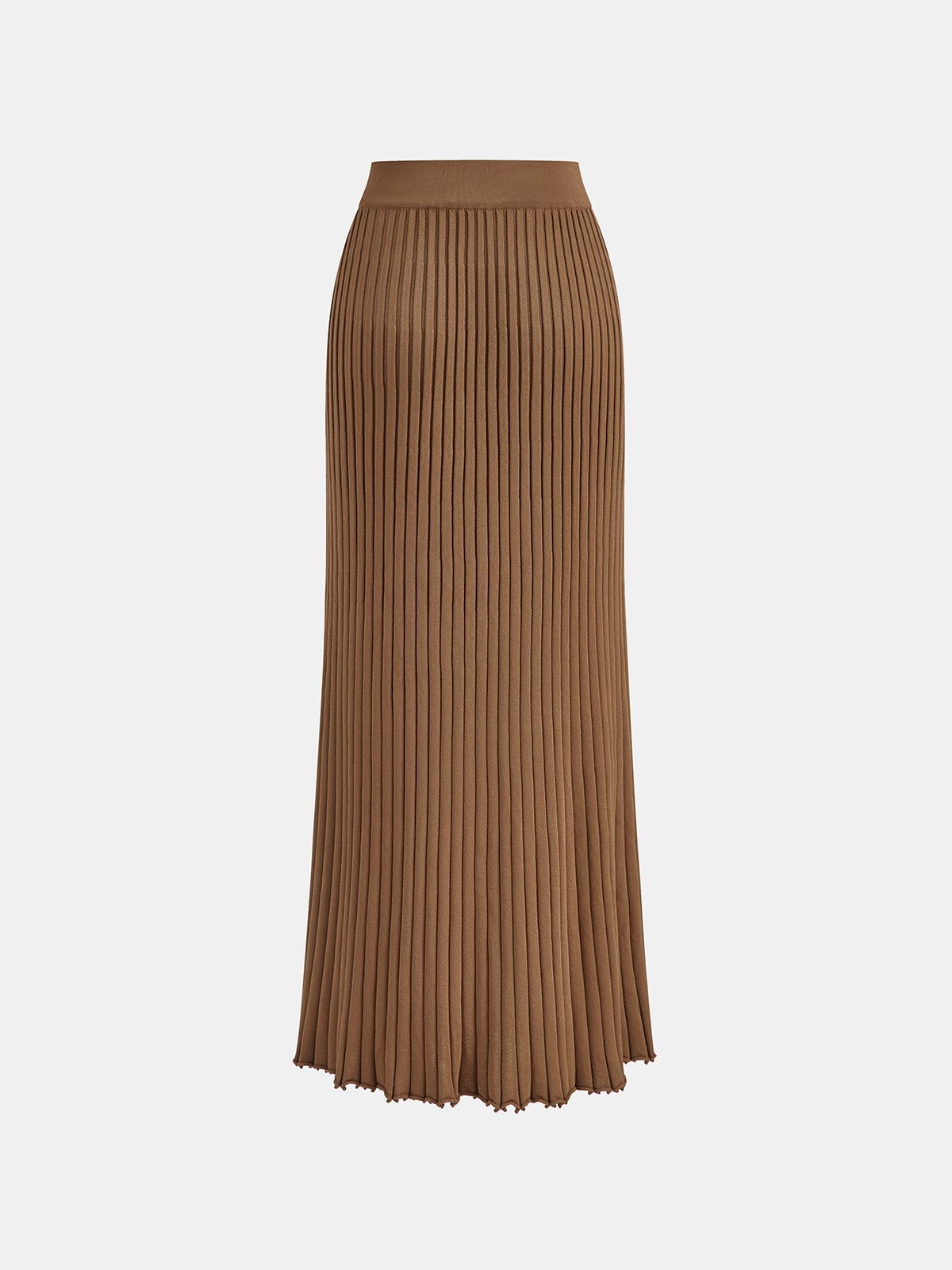 Ribbed Side Slit Button Detail Midi Skirt-Chicvia