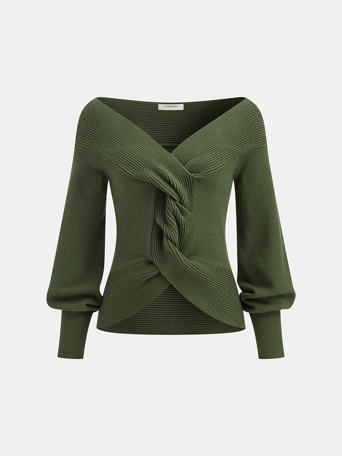 Off-Shoulder Twist Knit Top-Chicvia