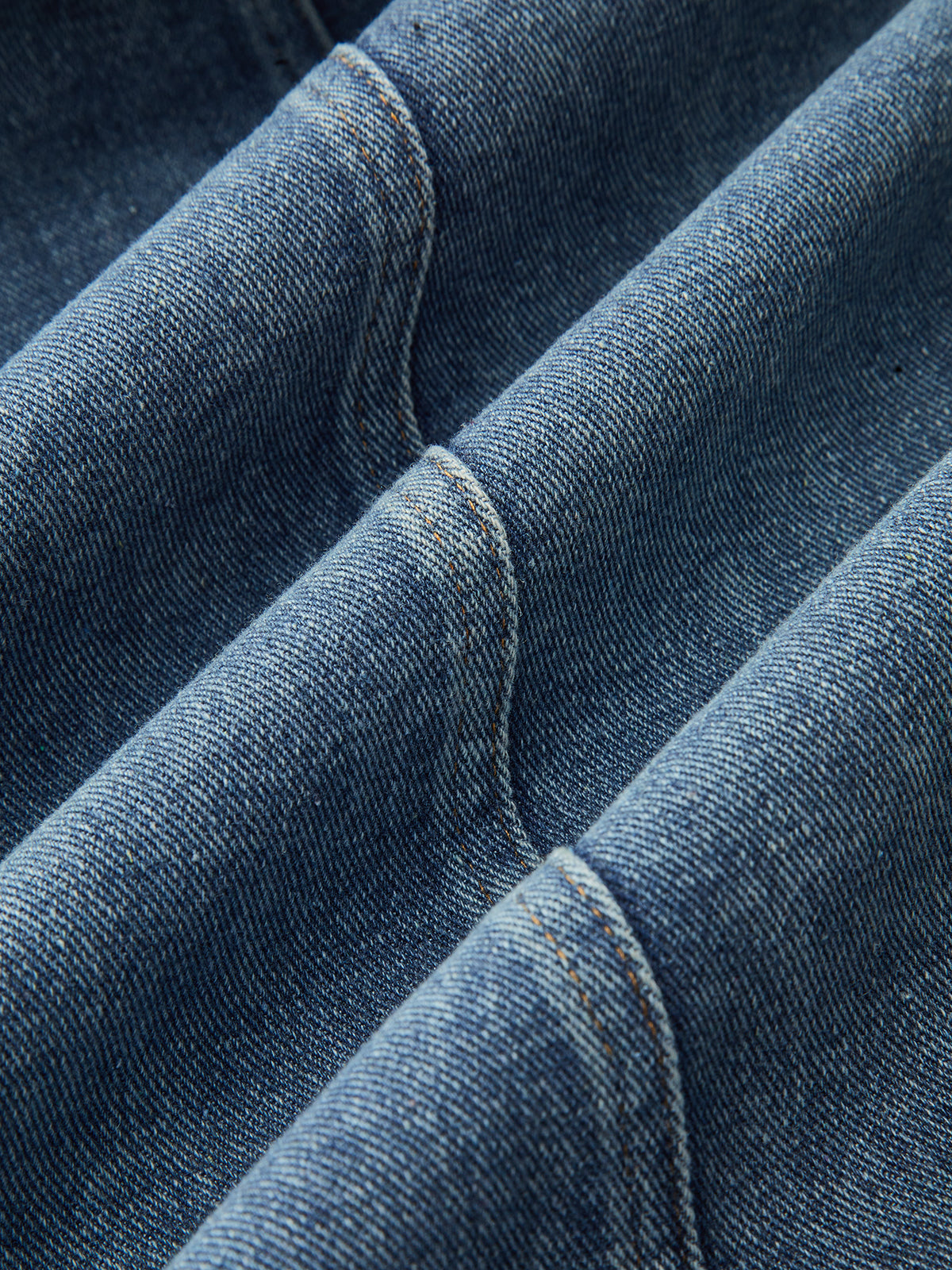 Denim Paneled Striped Drawstring Midi Skirt-Chicvia