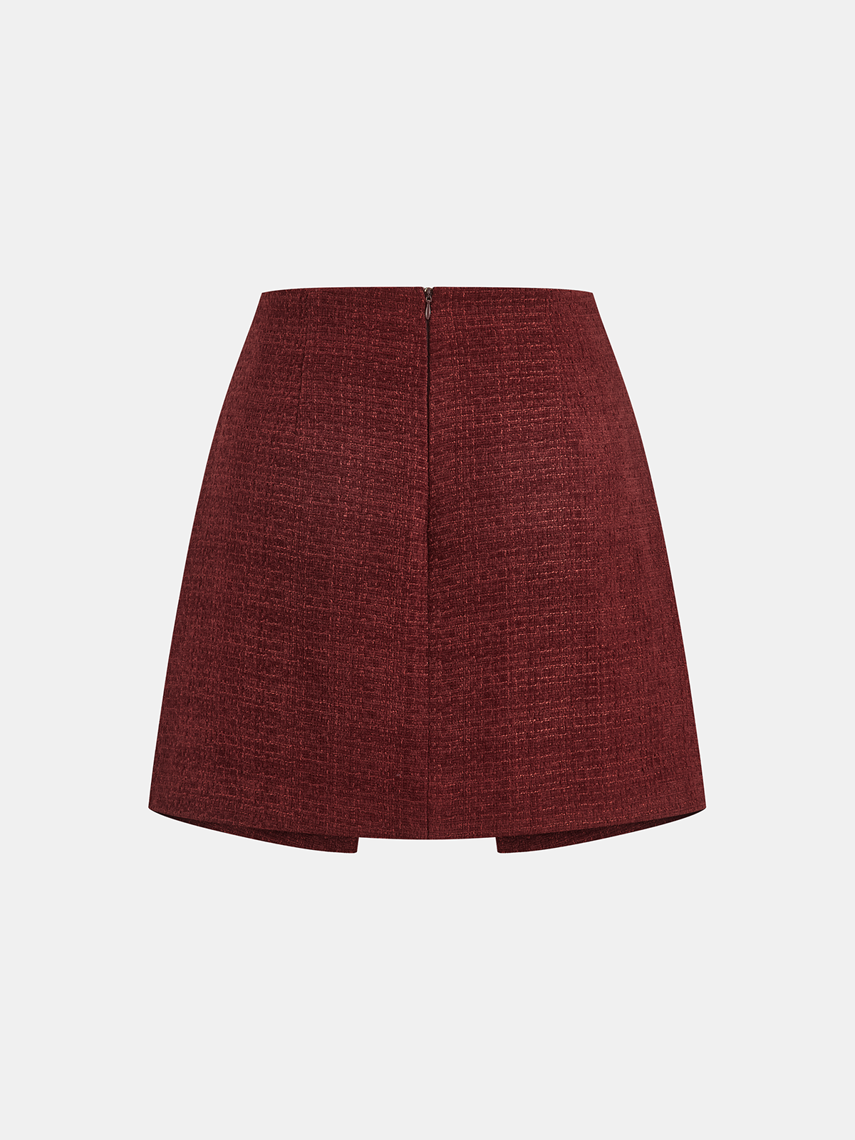 Metal Detail Tweed Slit Mini Skirt-Chicvia