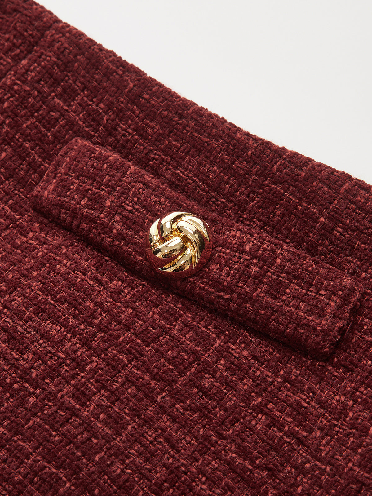 Metal Detail Tweed Slit Mini Skirt-Chicvia