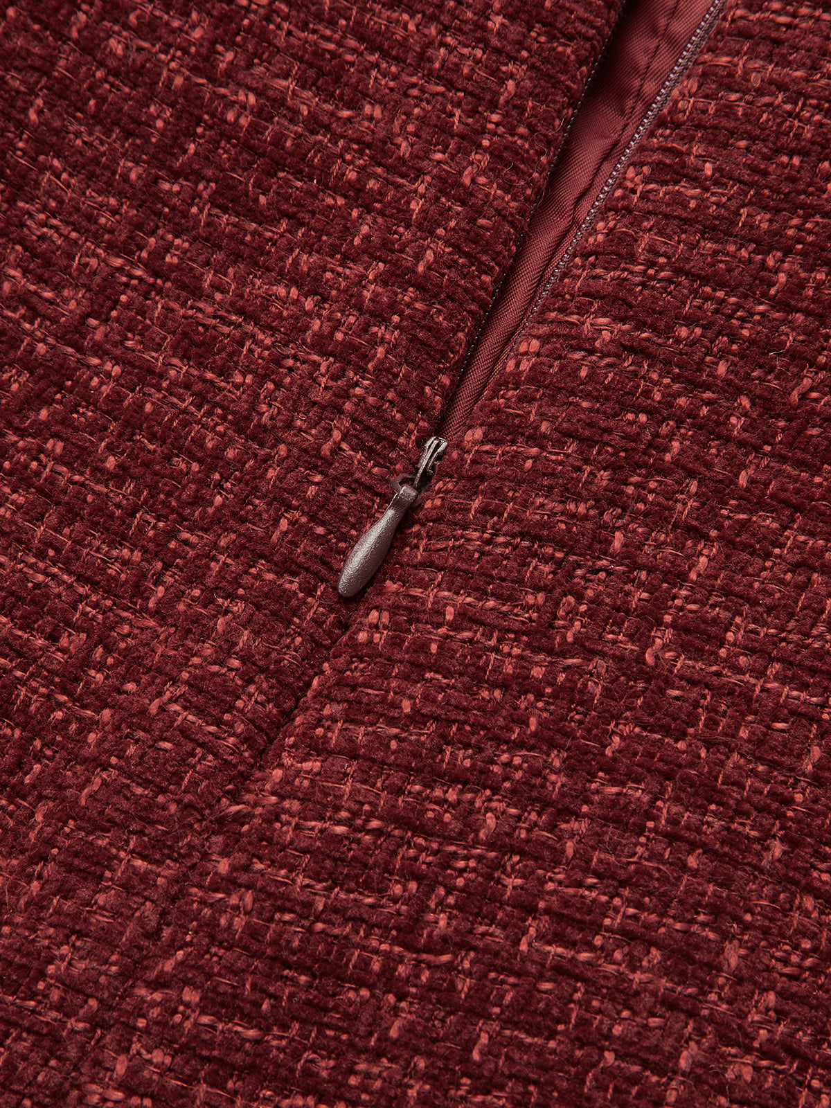 Metal Detail Tweed Slit Mini Skirt-Chicvia