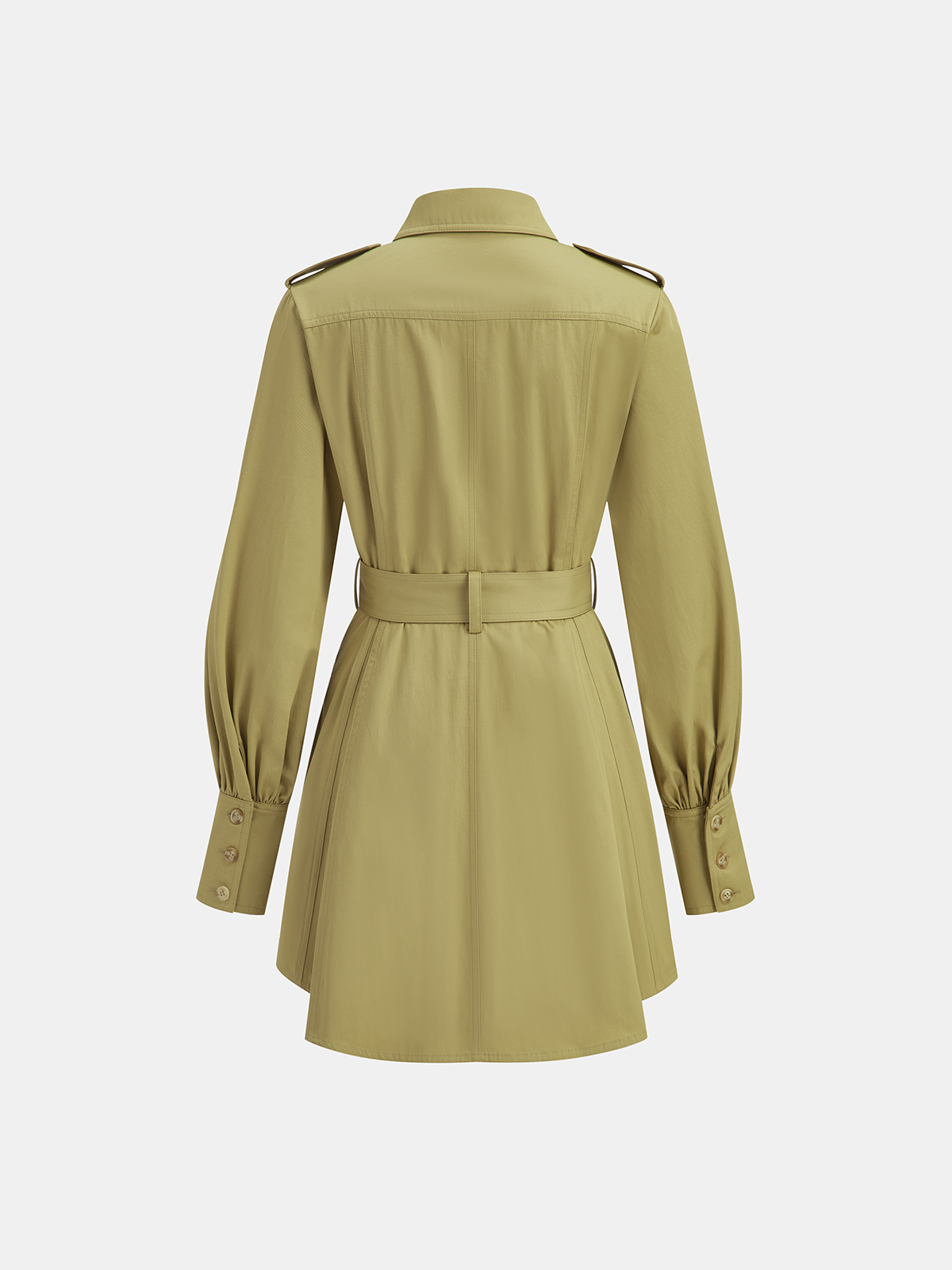 Lapel Trench-Style Belted Dress-Chicvia