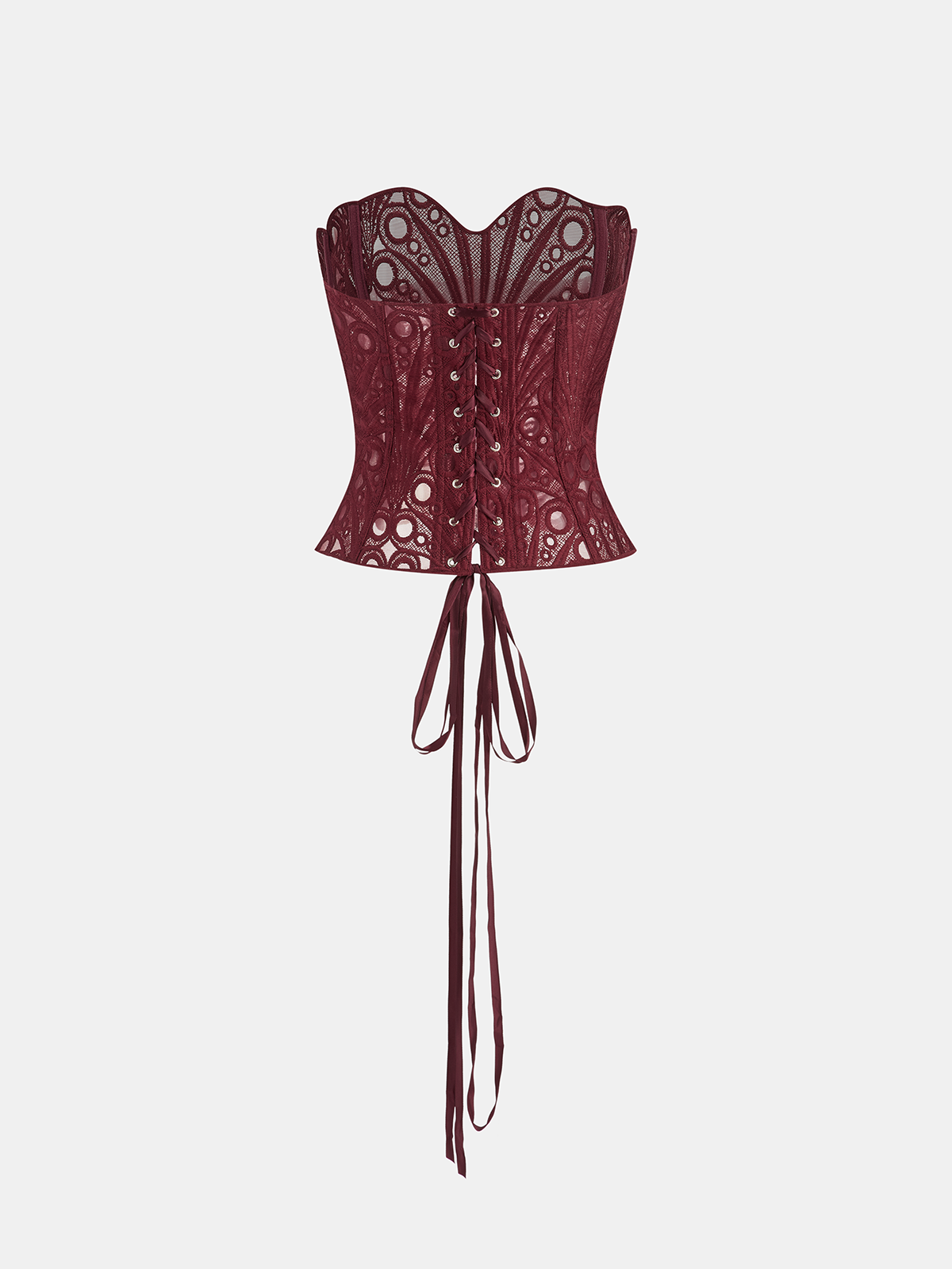 Lace Cut-Out Adjustable Back Tie Corset Top-Chicvia