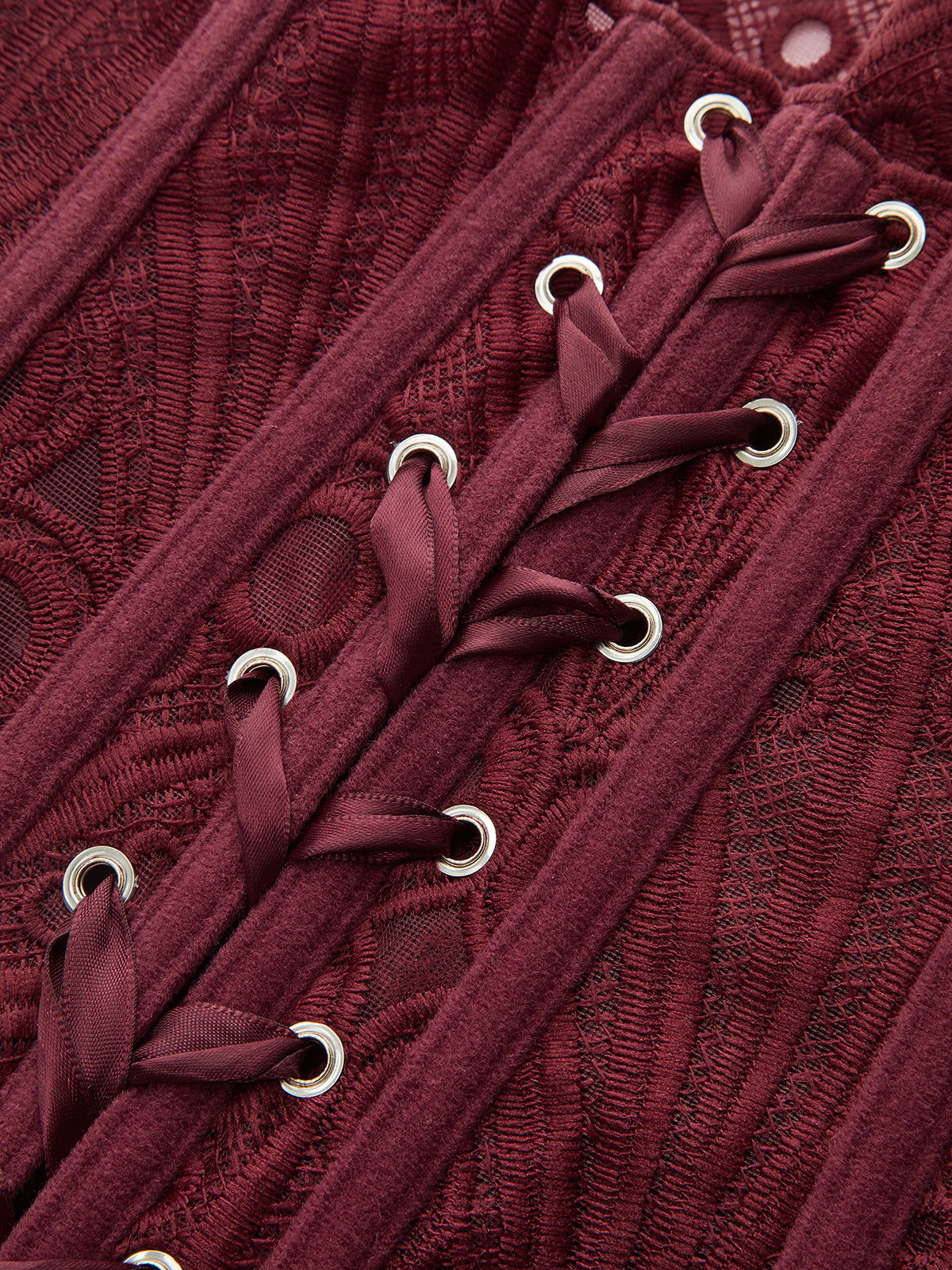 Lace Cut-Out Adjustable Back Tie Corset Top-Chicvia