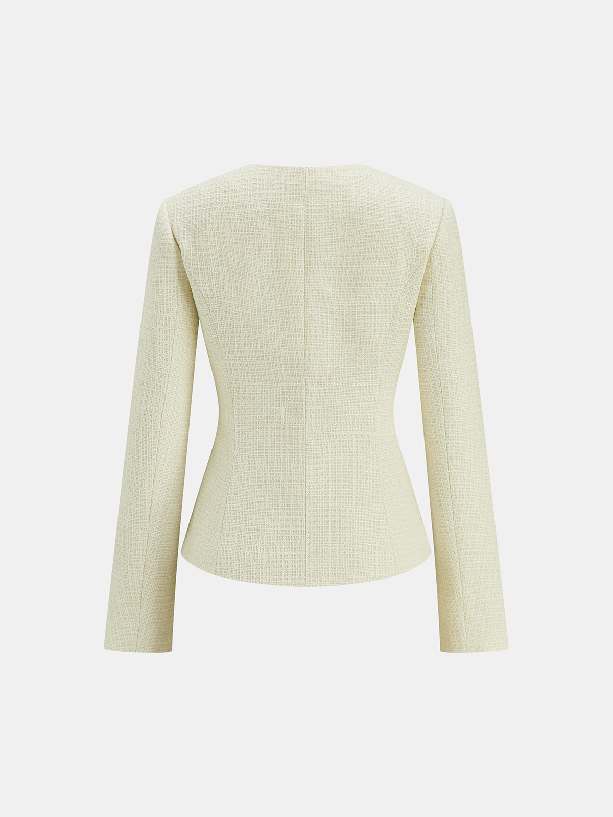 Metal Button Tweed Blazer-Chicvia