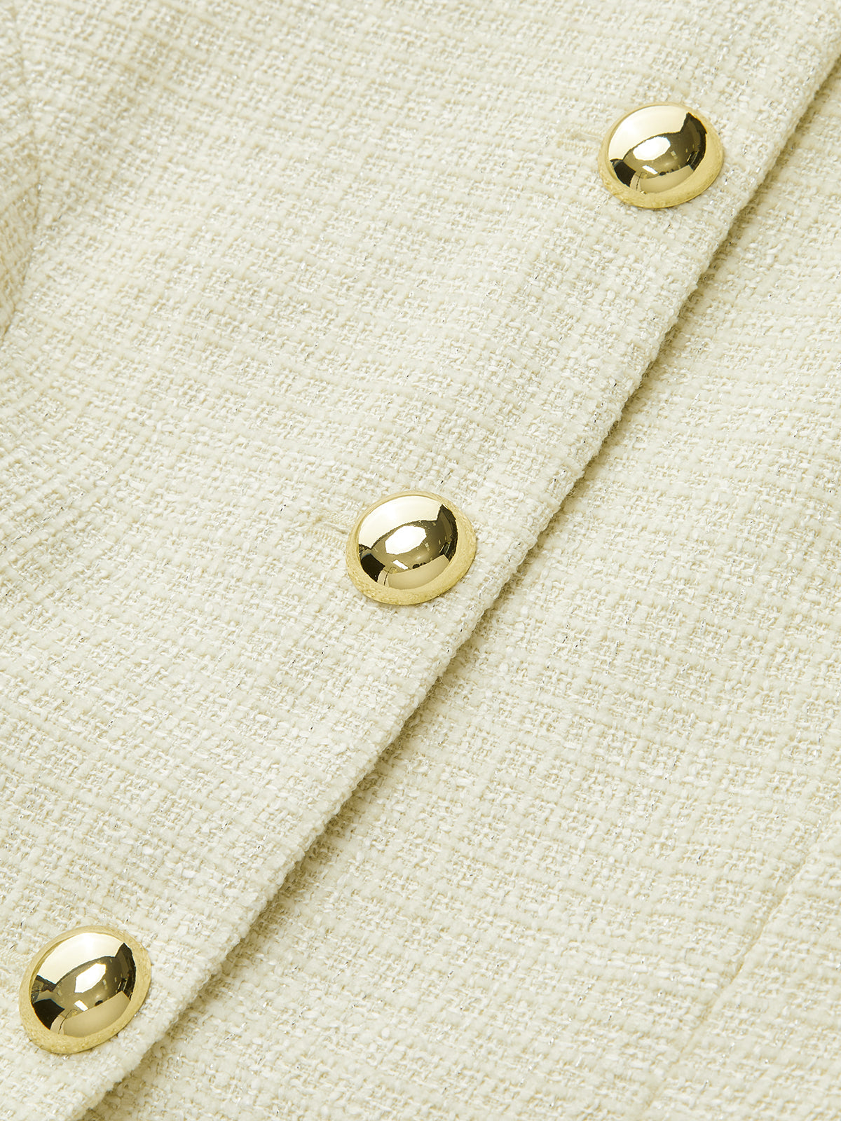 Metal Button Tweed Blazer-Chicvia
