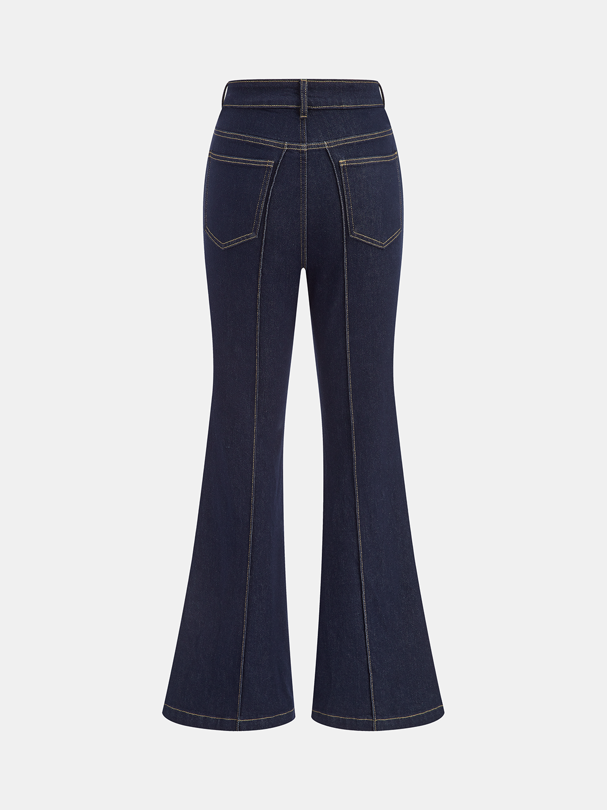 Mandarin Knot Slim Stretch Flare Denim Pants-Chicvia