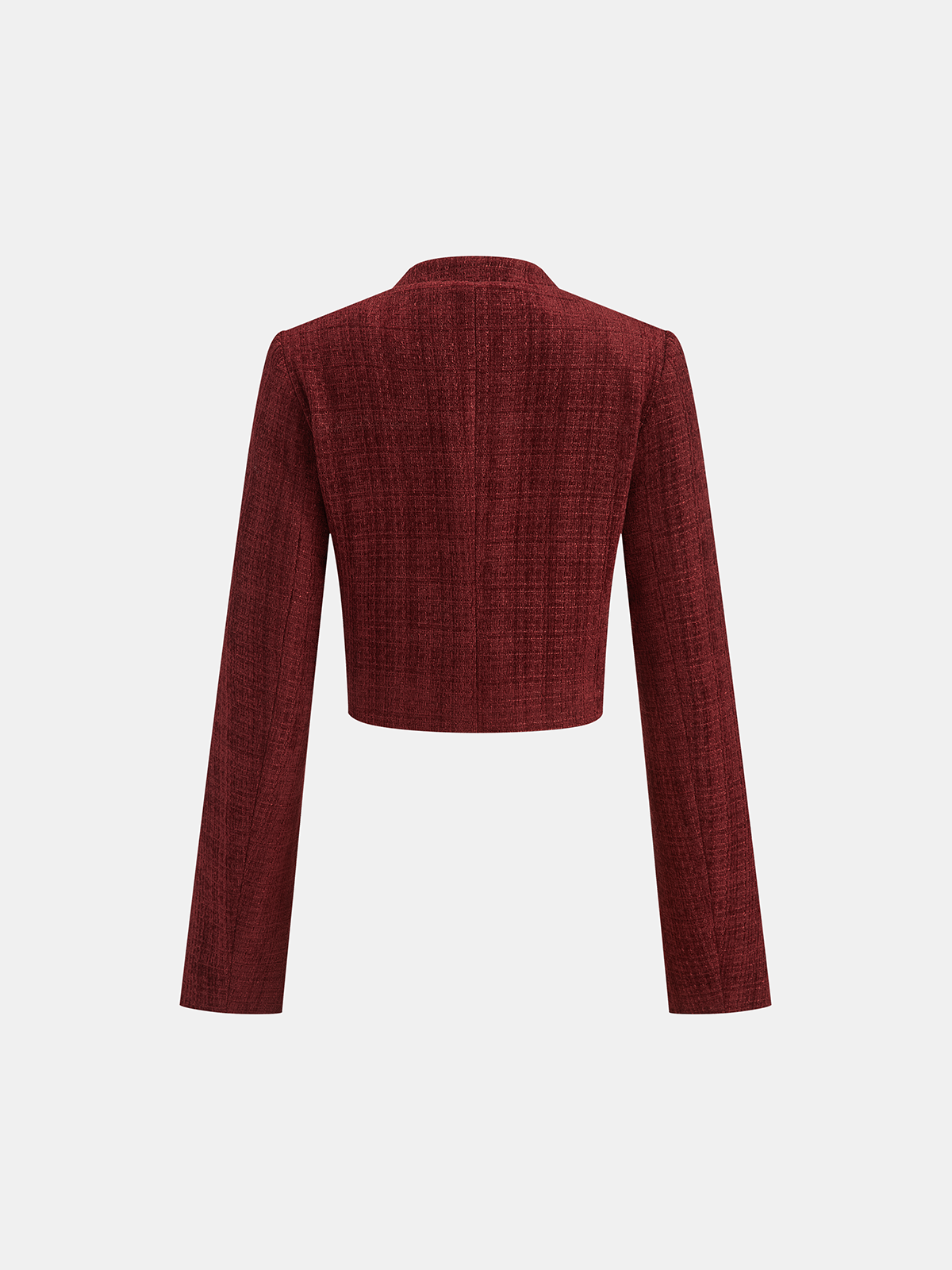 Metal Button Tweed Cropped Blazer-Chicvia